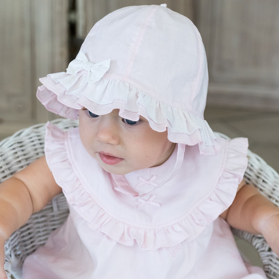 Emile et Rose Gabby Pink Frill Sunhat For Baby Girls