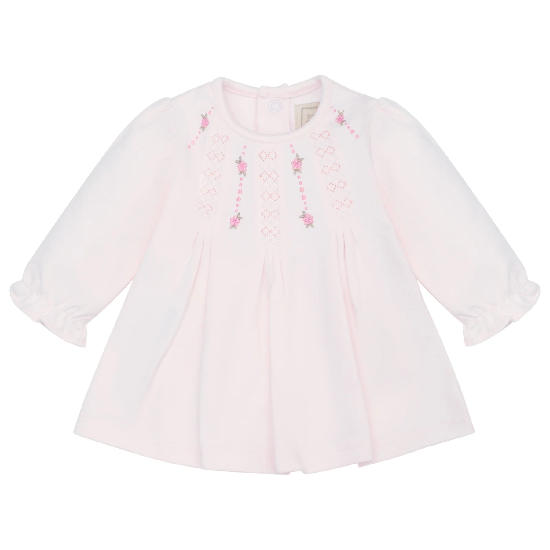 Emile et Rose Kate pink baby girls top with embroidered detail.