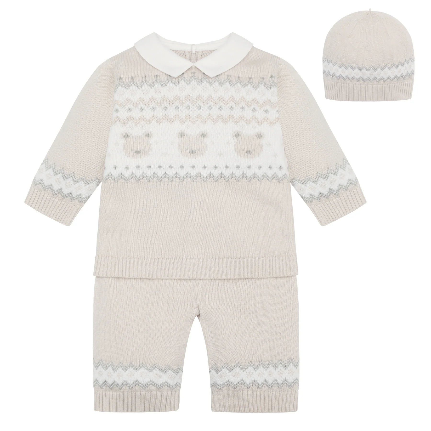 Emile et Rose Kipling baby outfit flatlay with top, leggings and hat outfit set