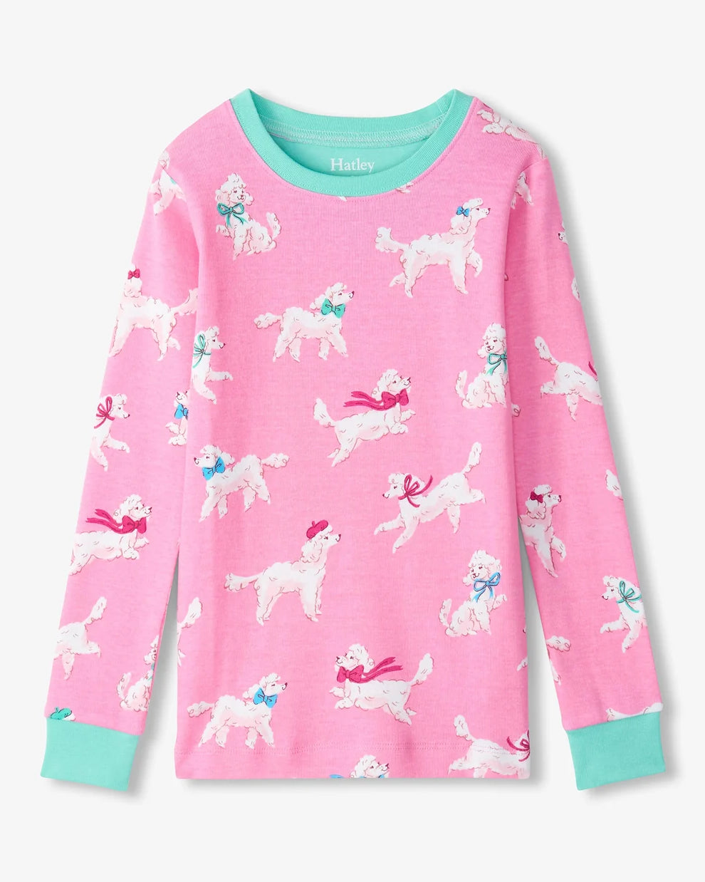 Hatley girls pink poodle pyjama long sleeve top