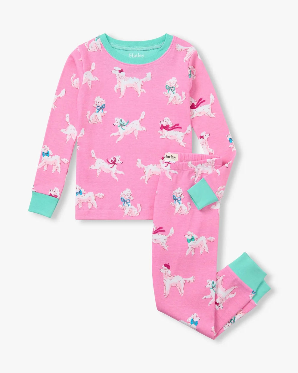Hatley girls pink Poodle Pups cotton pyjama set