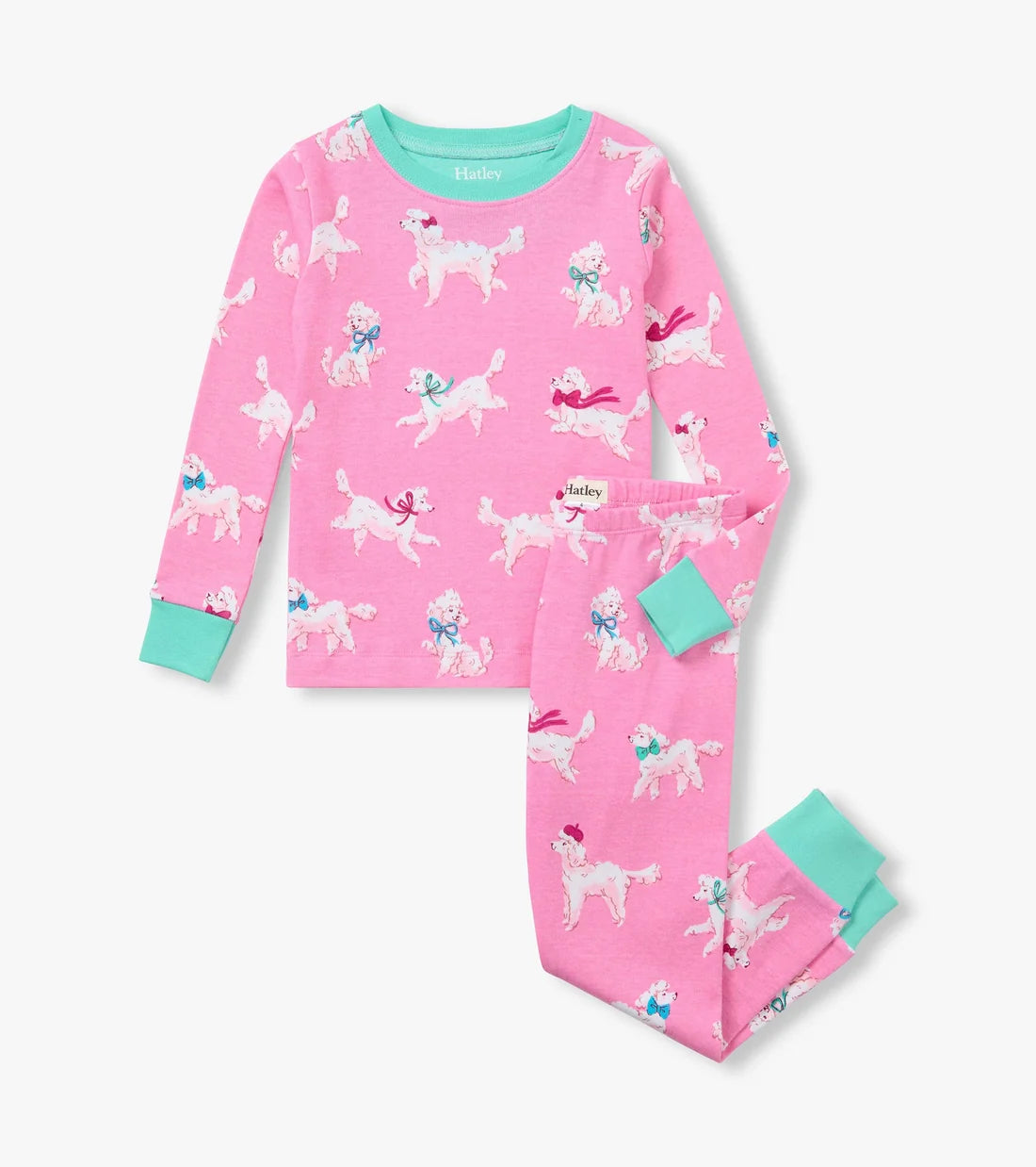 Hatley girls pink Poodle Pups cotton pyjama set
