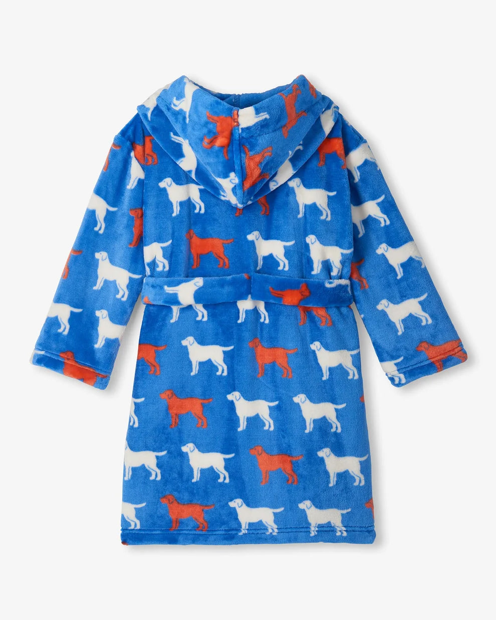 Hatley boys blue dog print fleece dressing gown back view