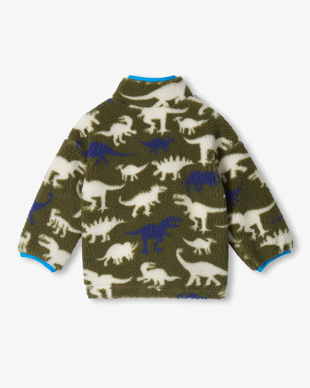 Hatley boys green dinosaur sherpa jacket back view