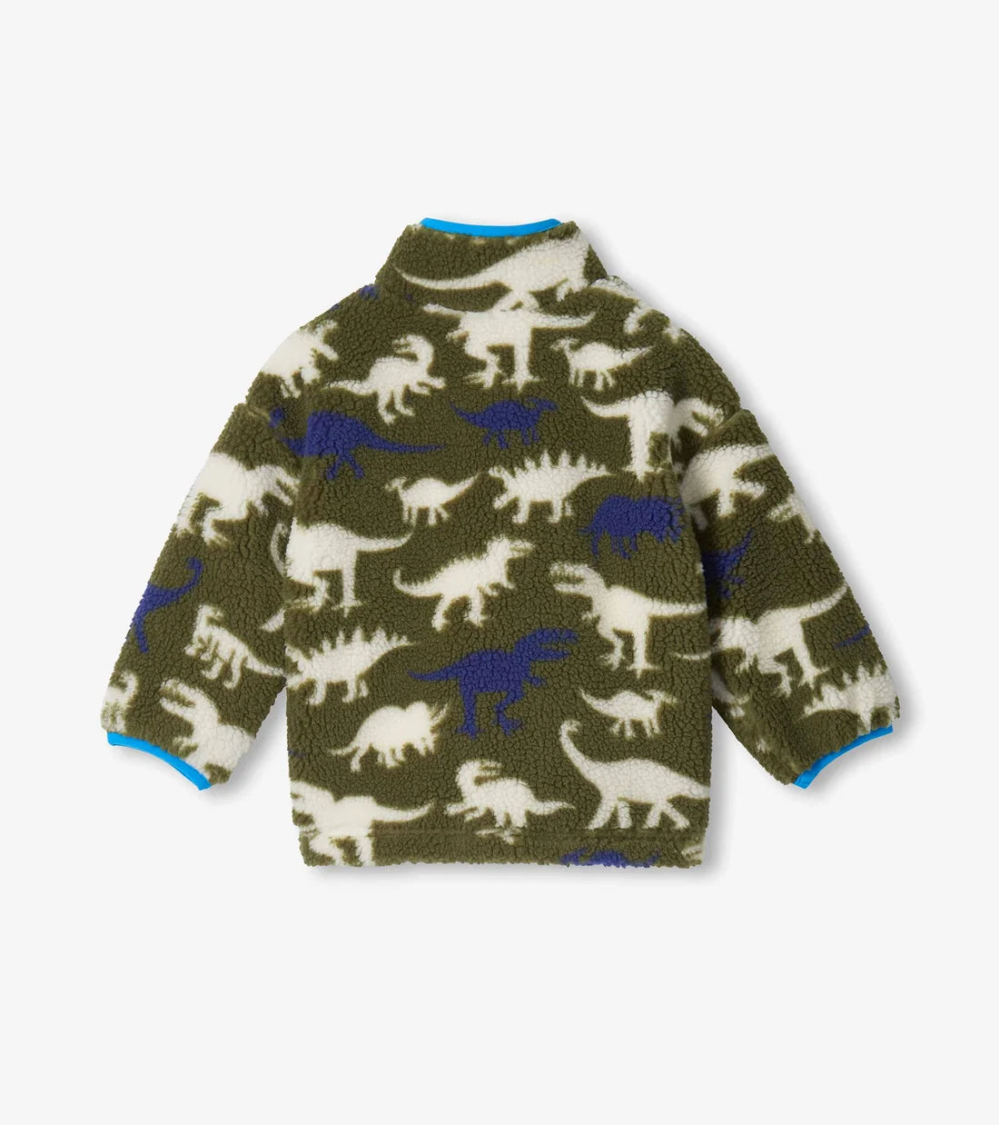 Hatley boys green dinosaur sherpa jacket back view
