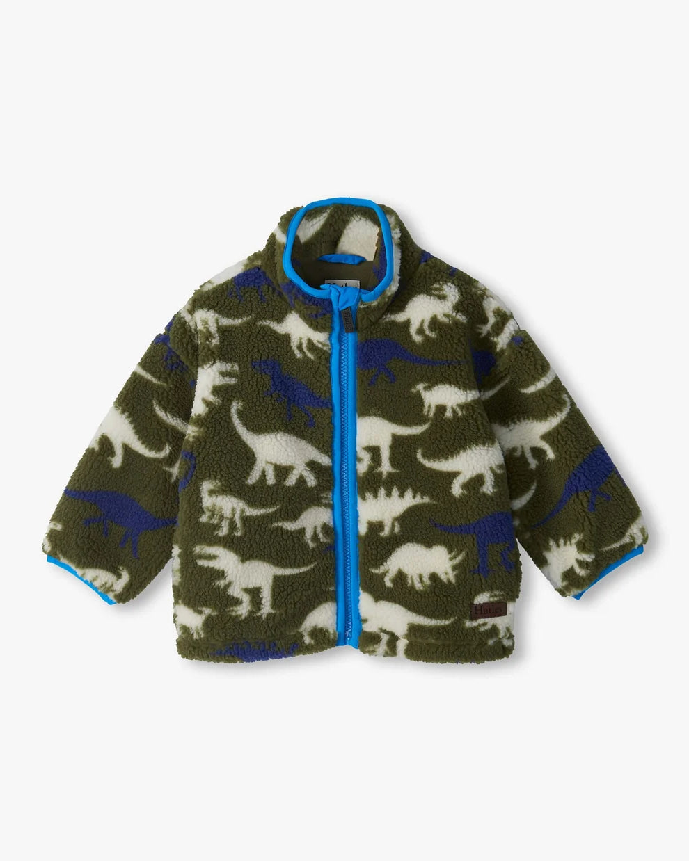 Hatley baby and toddler boys Dino Silhouette sherpa jacket front view