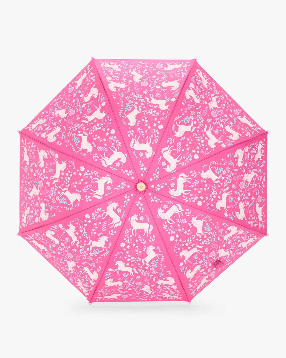 Hatley girls pink Unicorn Forest umbrella open canopy view
