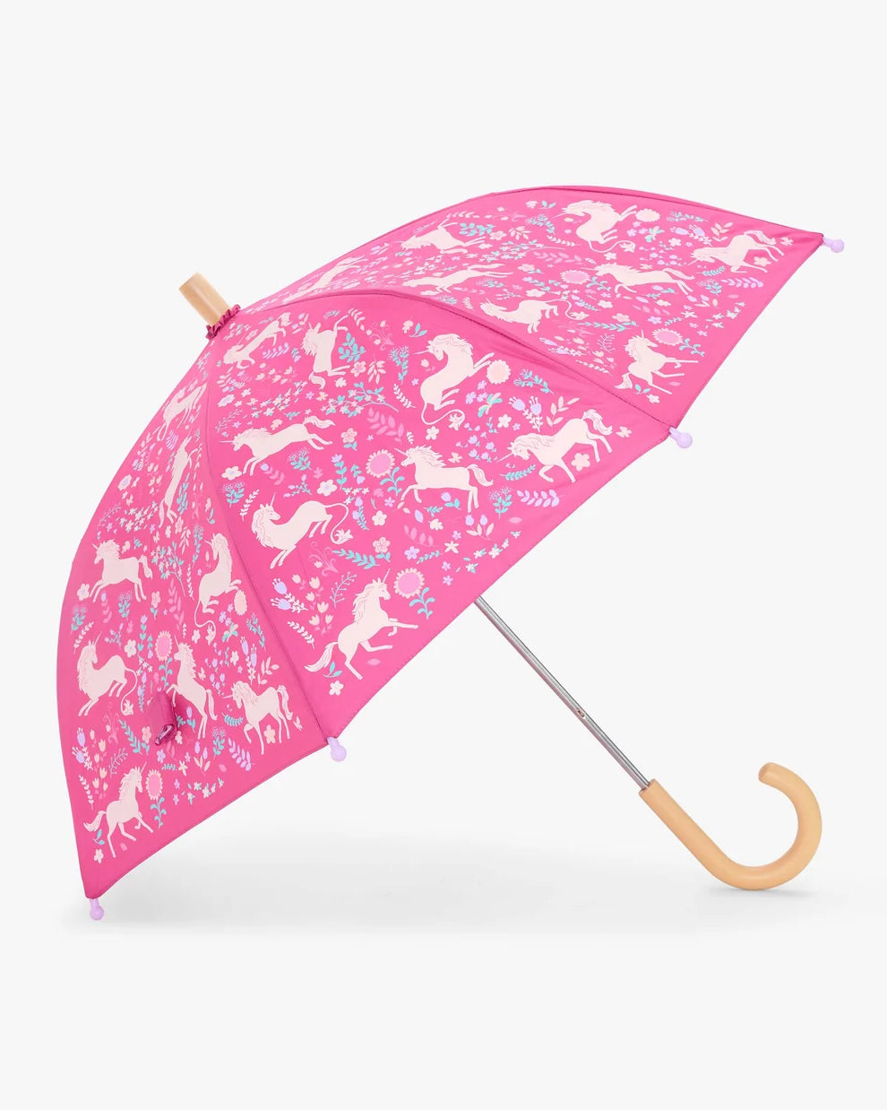 Hatley girls pink Unicorn Forest umbrella with wooden handle