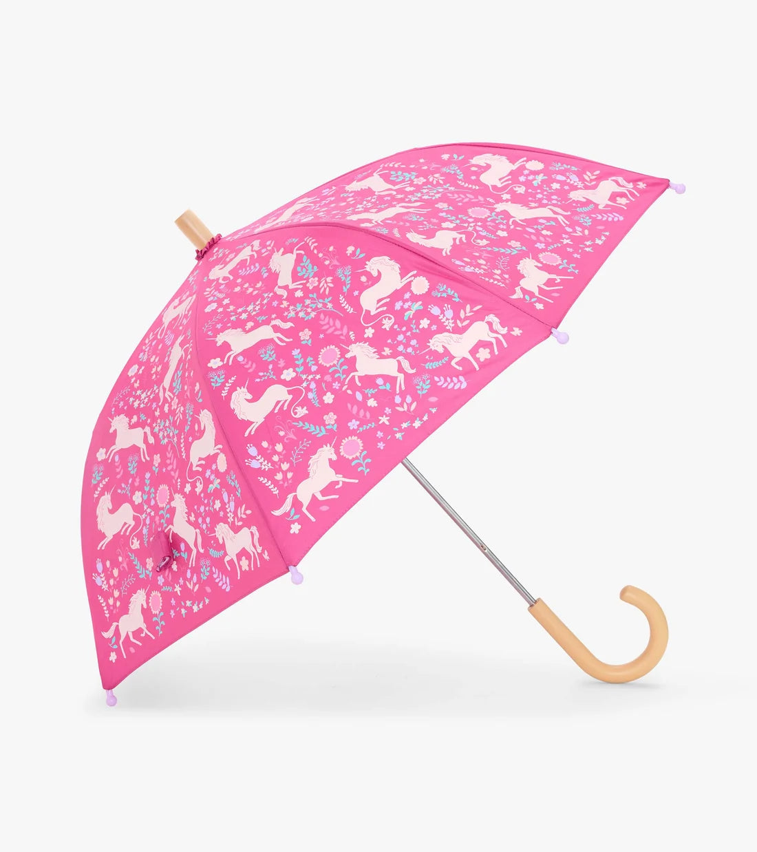 Hatley girls pink Unicorn Forest umbrella with wooden handle