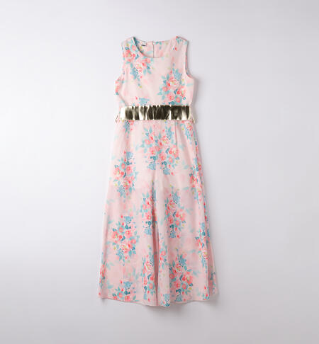 iDO Girls Pink Floral Jumpsuit & Belt