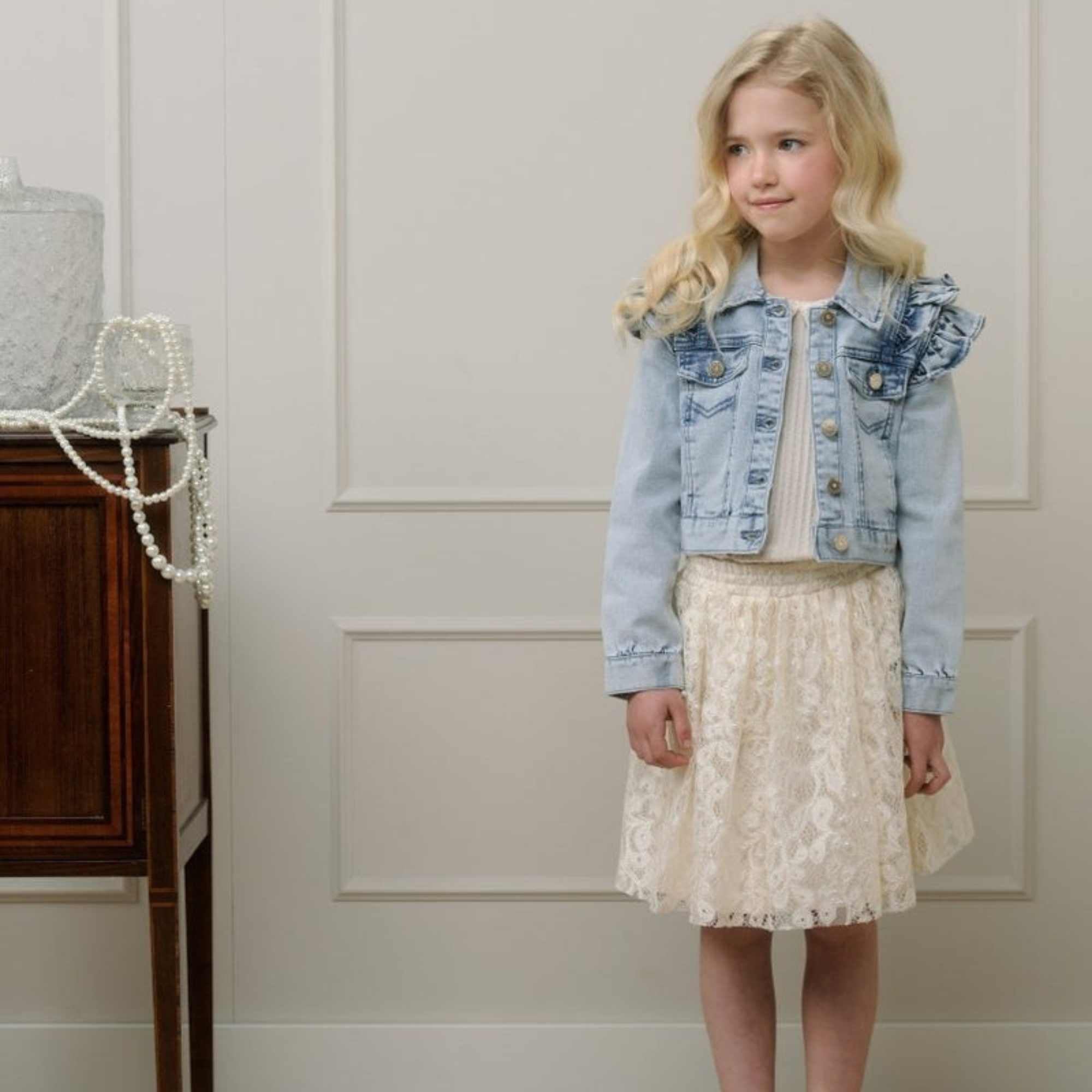 Le Chic Girls Ally Ruffles Light Blue Denim Jacket