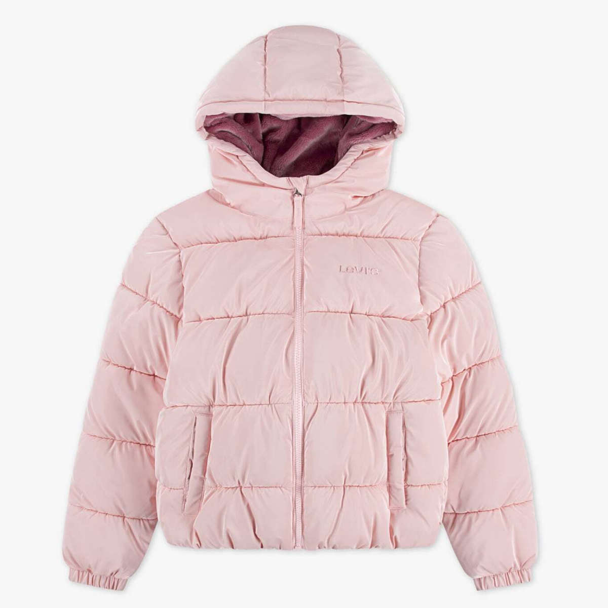 Levi’s girls Crystal Rose puffer jacket with hood – front view