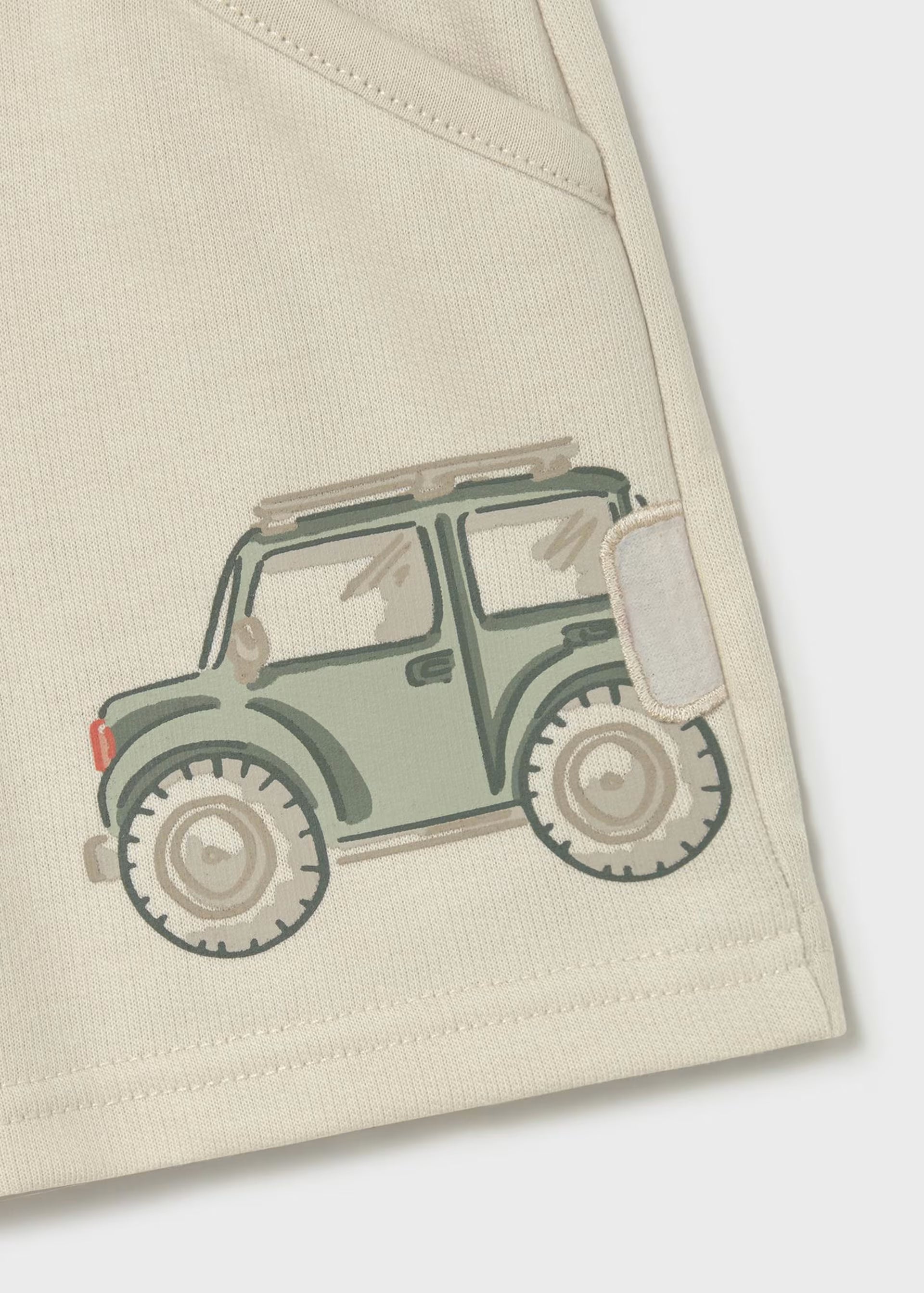 Mayoral boys beige cotton bermuda shorts interactive detail