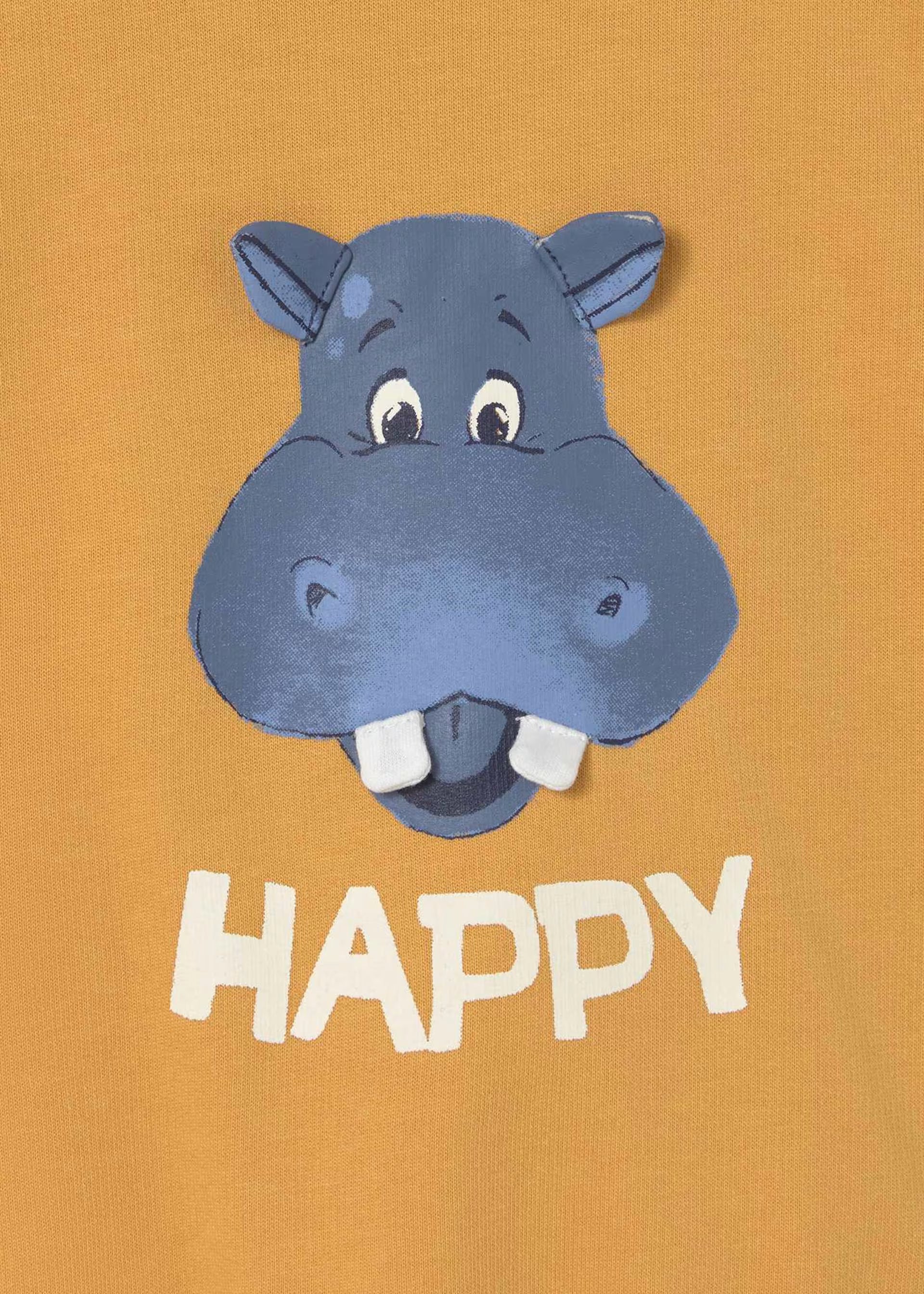Mayoral boys orange sweater hippo motif close up
