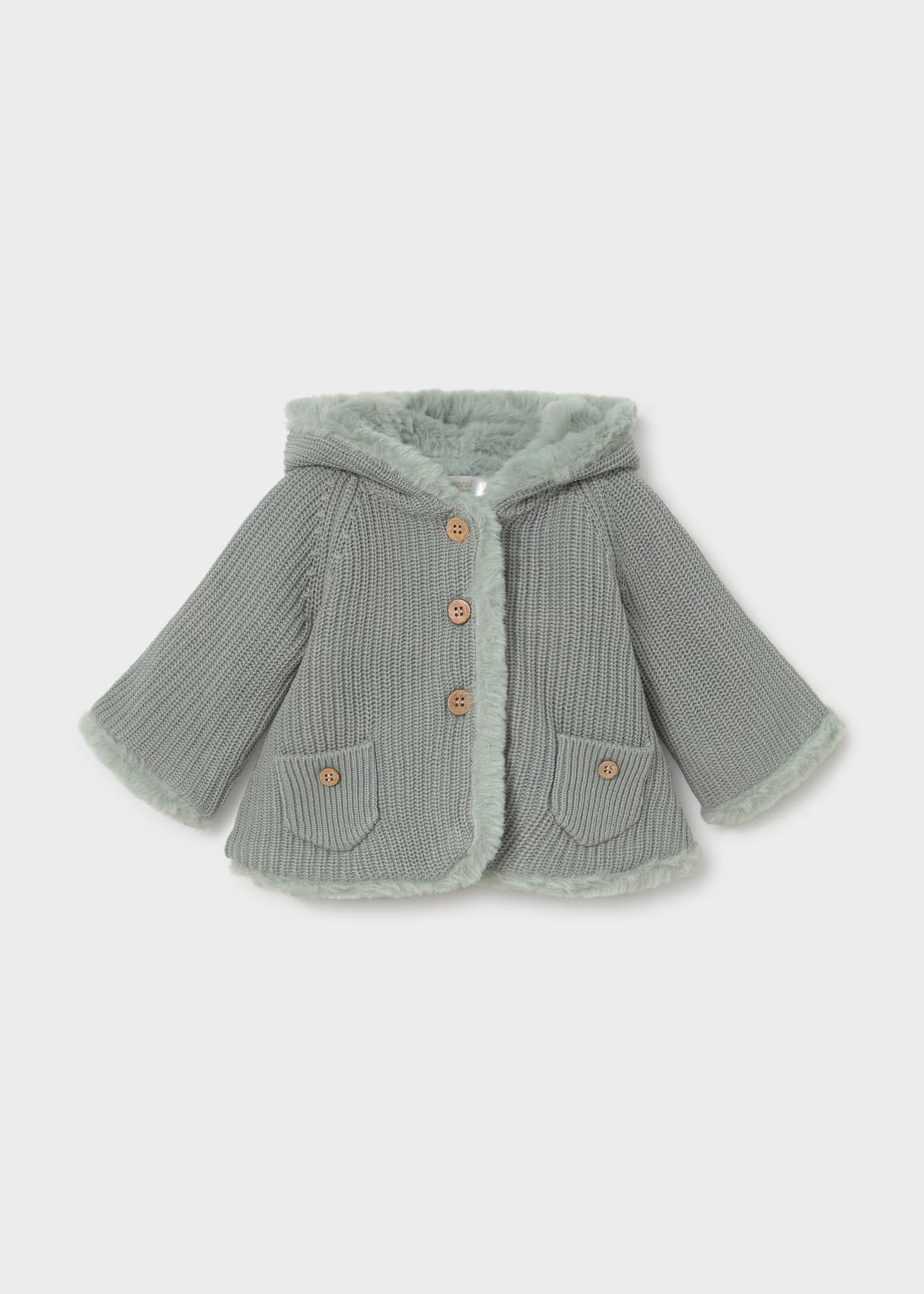 Mayoral newborn baby mint knitted pom pom cardigan