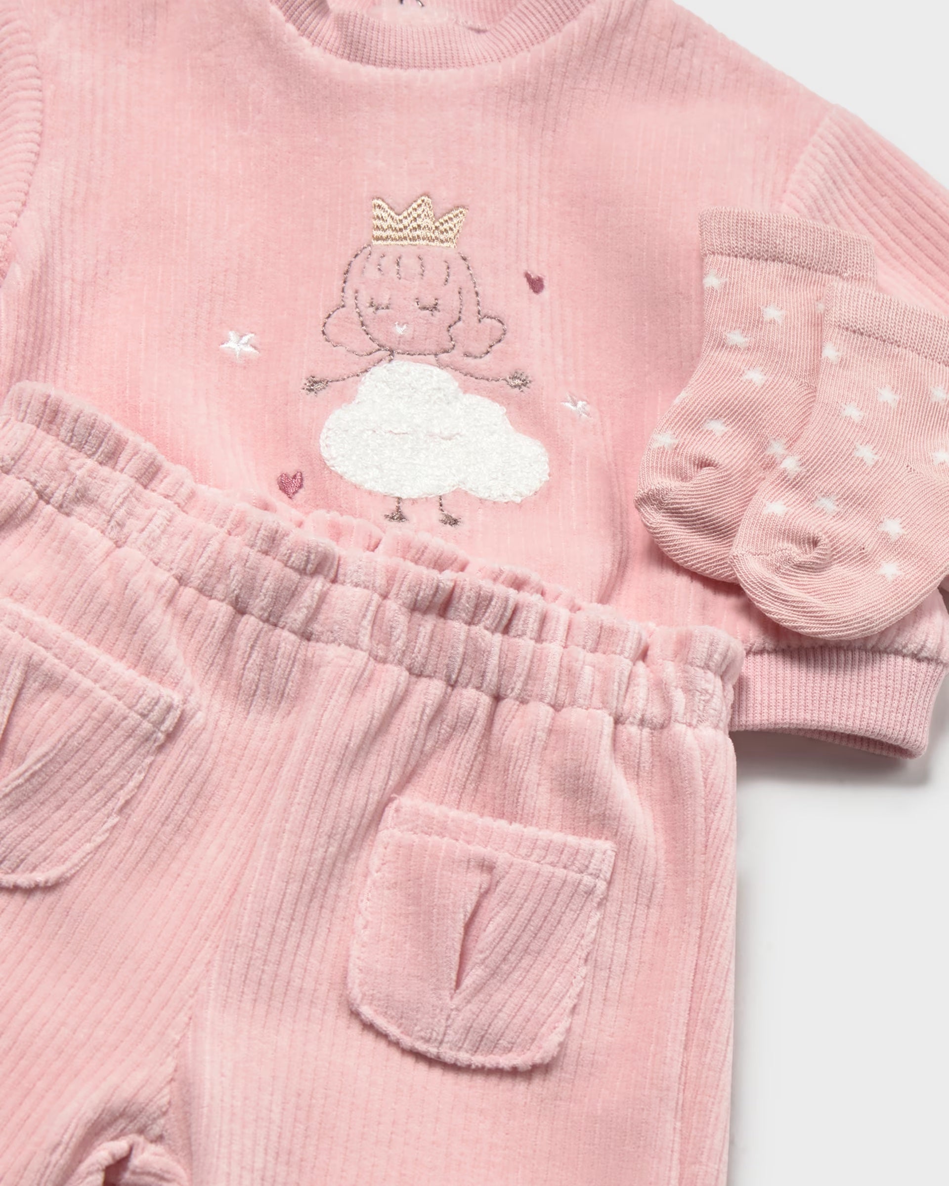 Mayoral Baby girls 3 piece velour outfit with socks