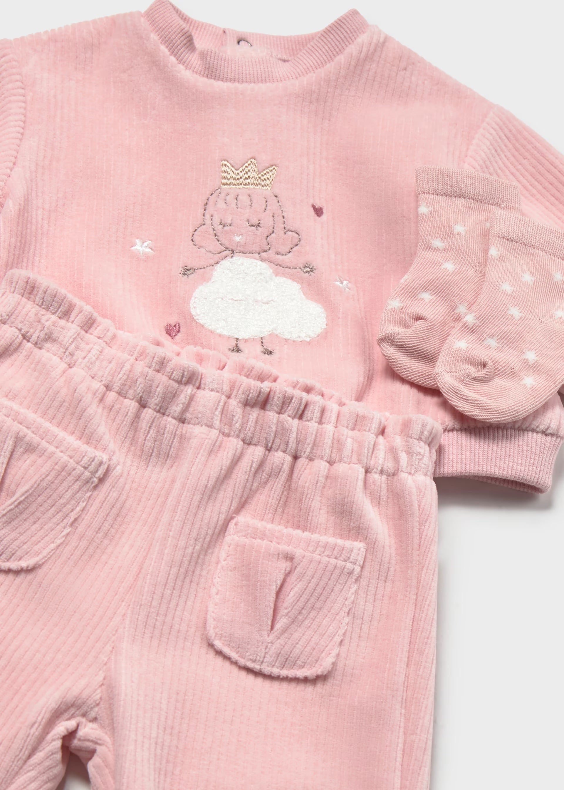 Mayoral Baby girls 3 piece velour outfit with socks