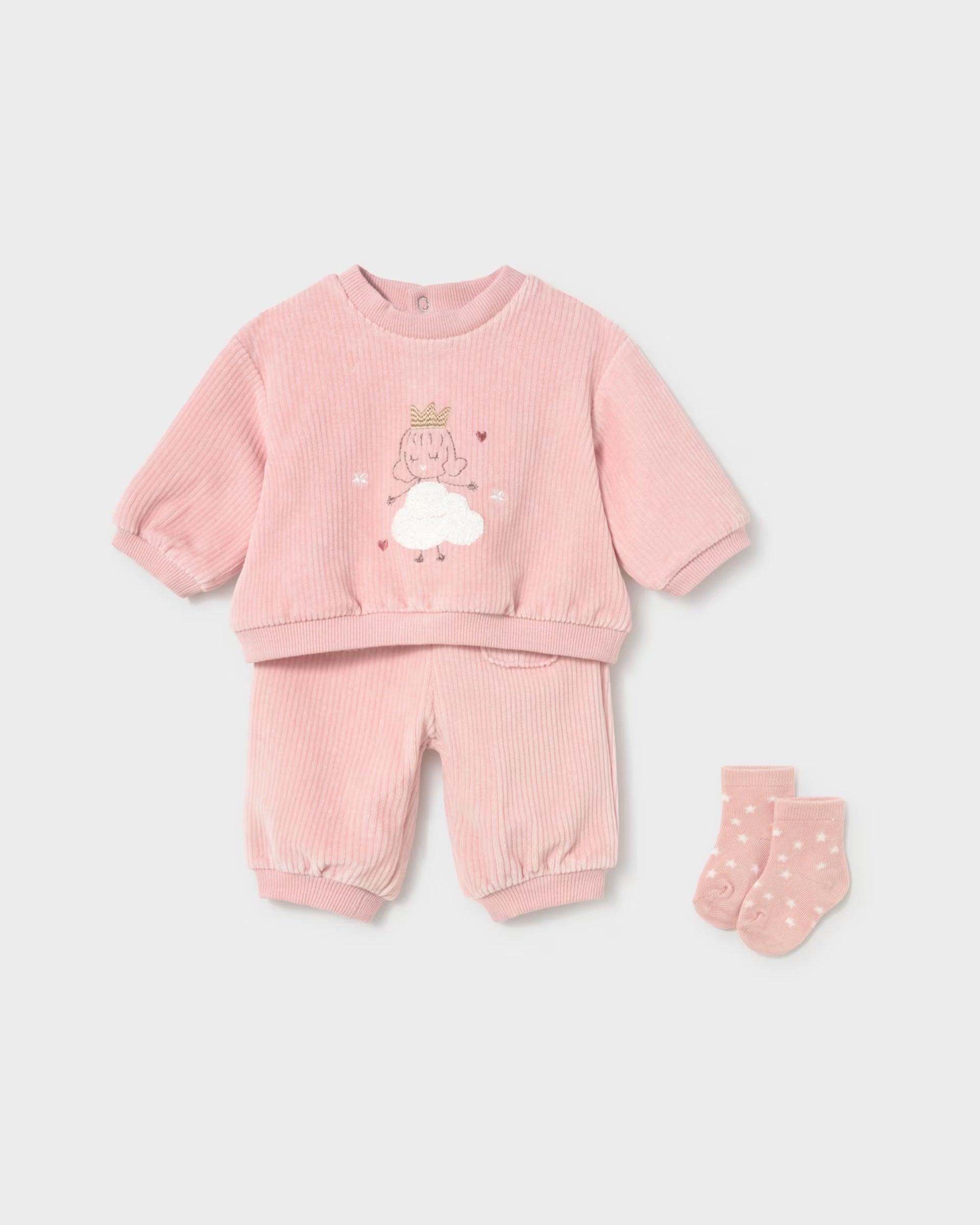 Mayoral baby girls pink velour tracksuit outfit set