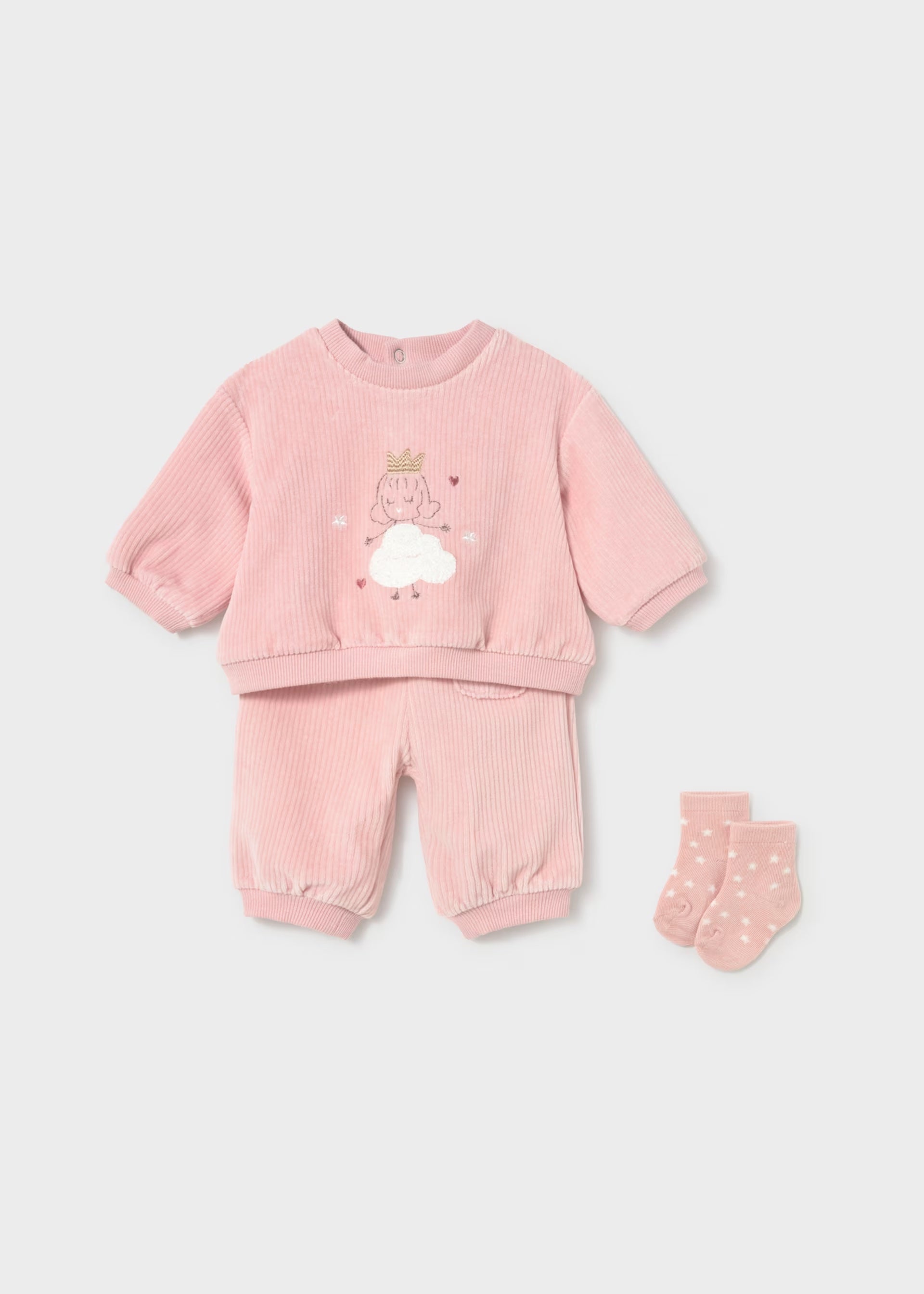 Mayoral baby girls pink velour tracksuit outfit set