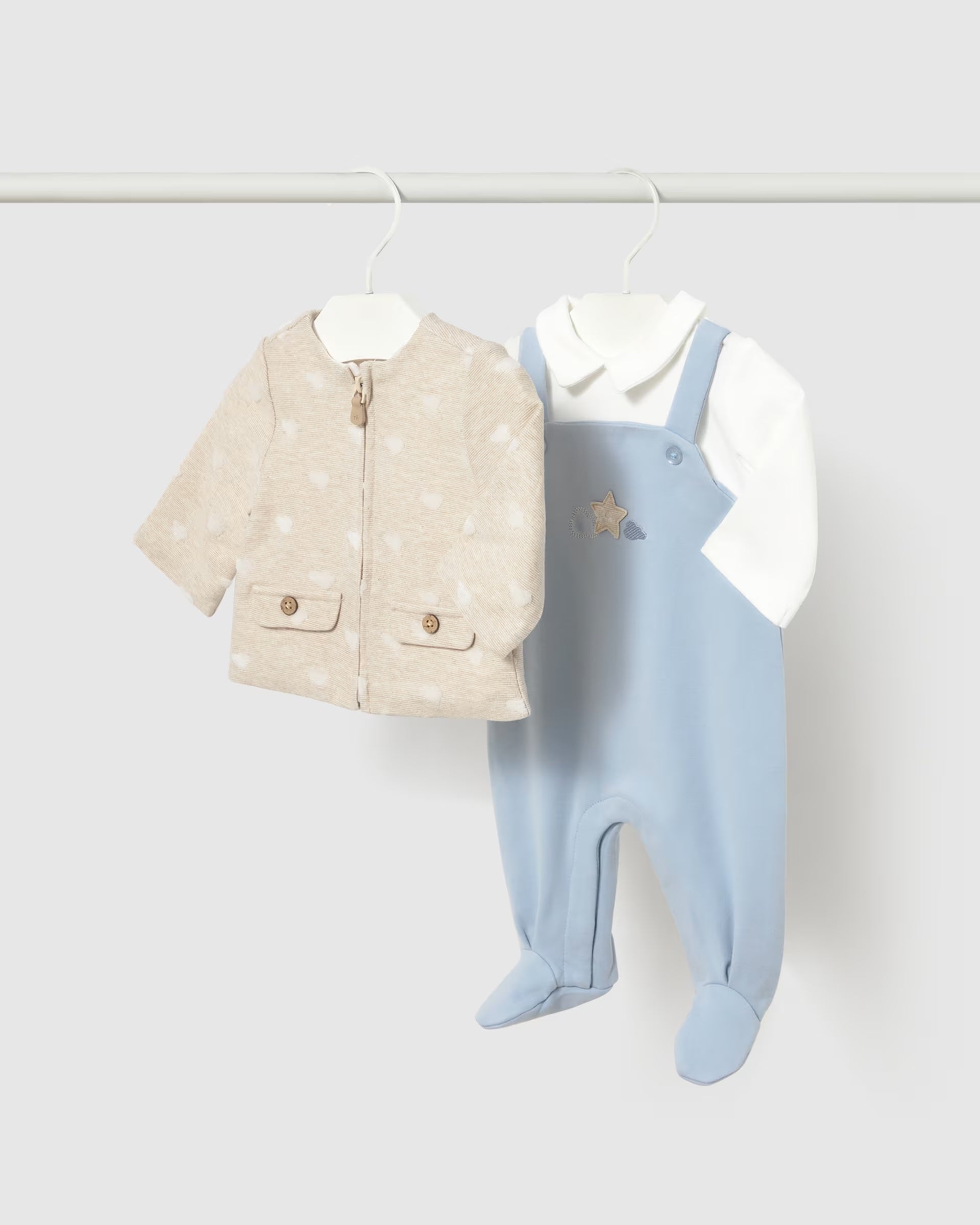 Mayoral newborn baby boys dungaree romper and jacket set