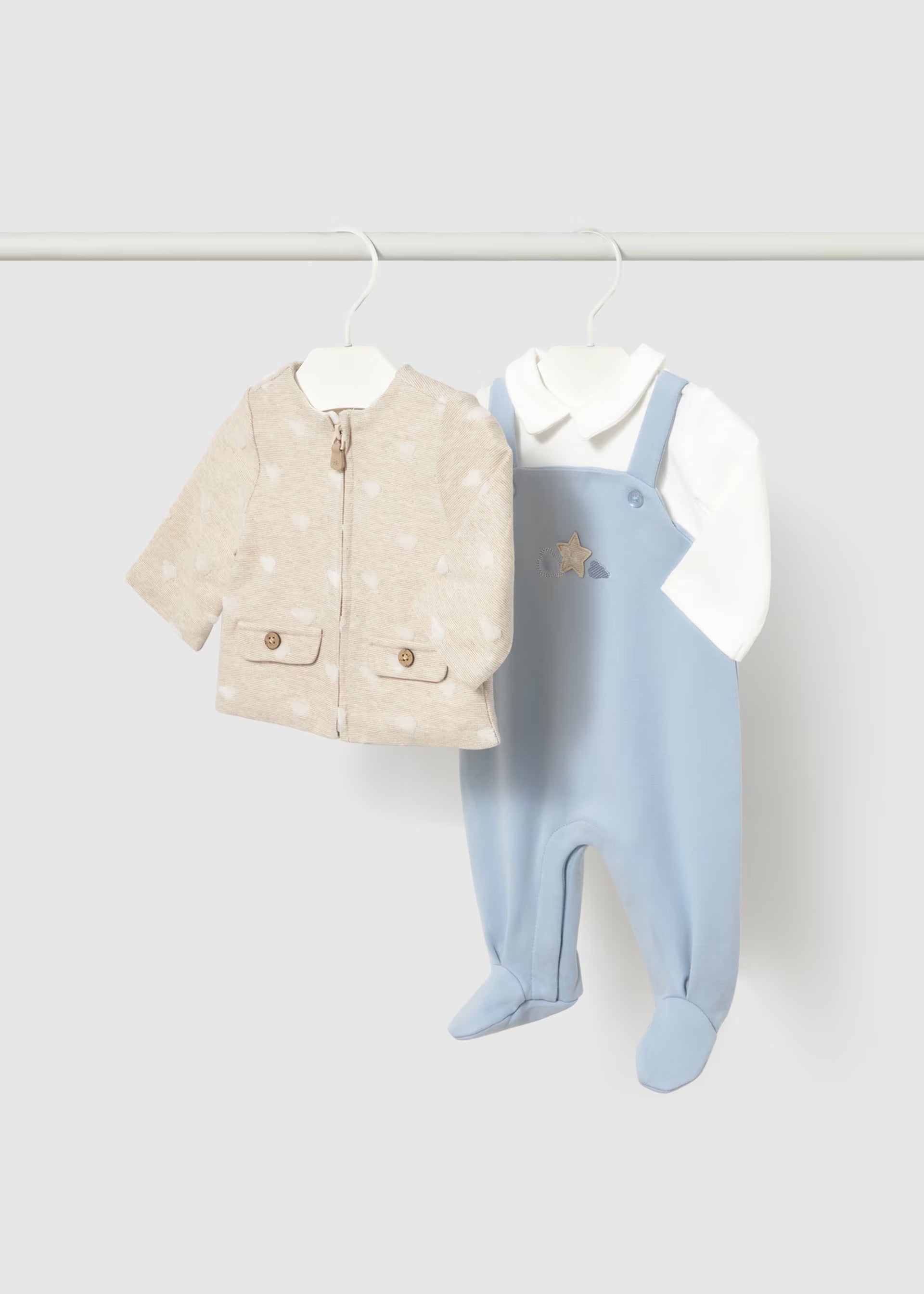 Mayoral newborn baby boys dungaree romper and jacket set