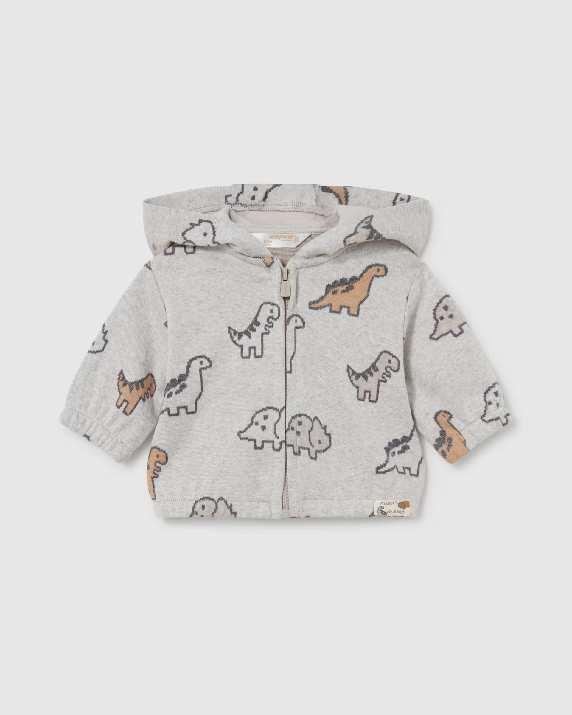 Grey dinosaur hoodie and jogger set for baby boys