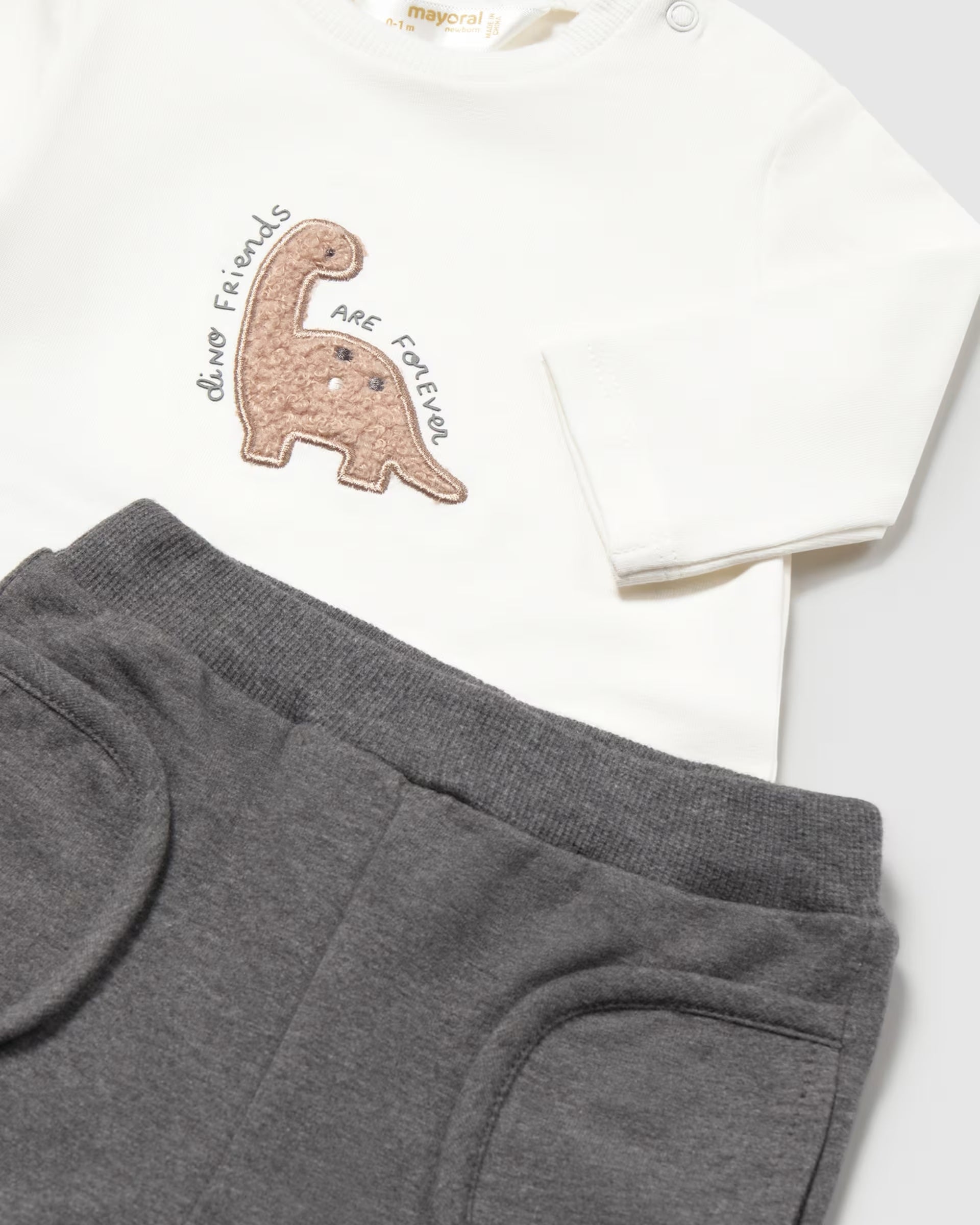 Soft baby boys dinosaur outfit with joggers