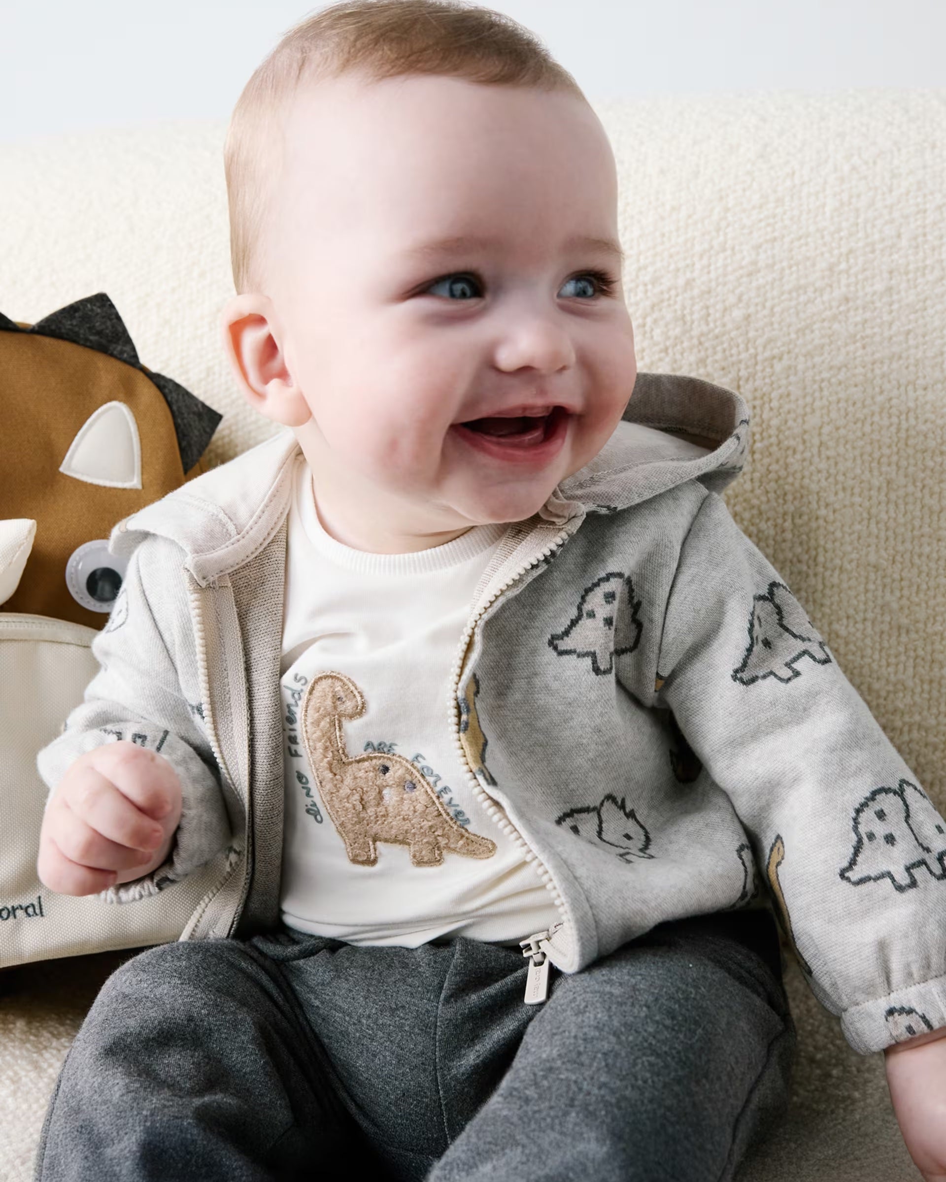 Baby boys dinosaur hoodie, top and joggers gift set