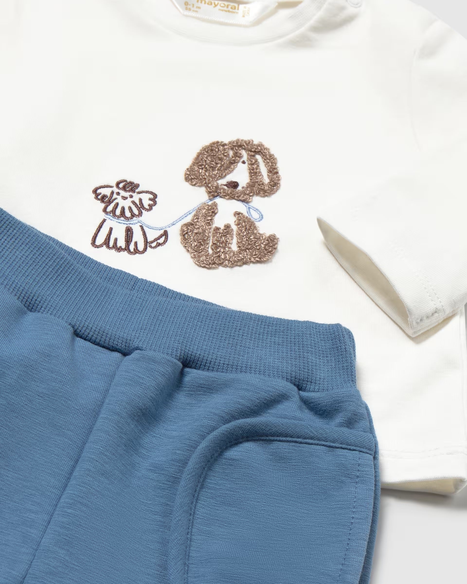 Baby boys Mayoral dog motif hoodie joggers and T-shirt outfit Gift set