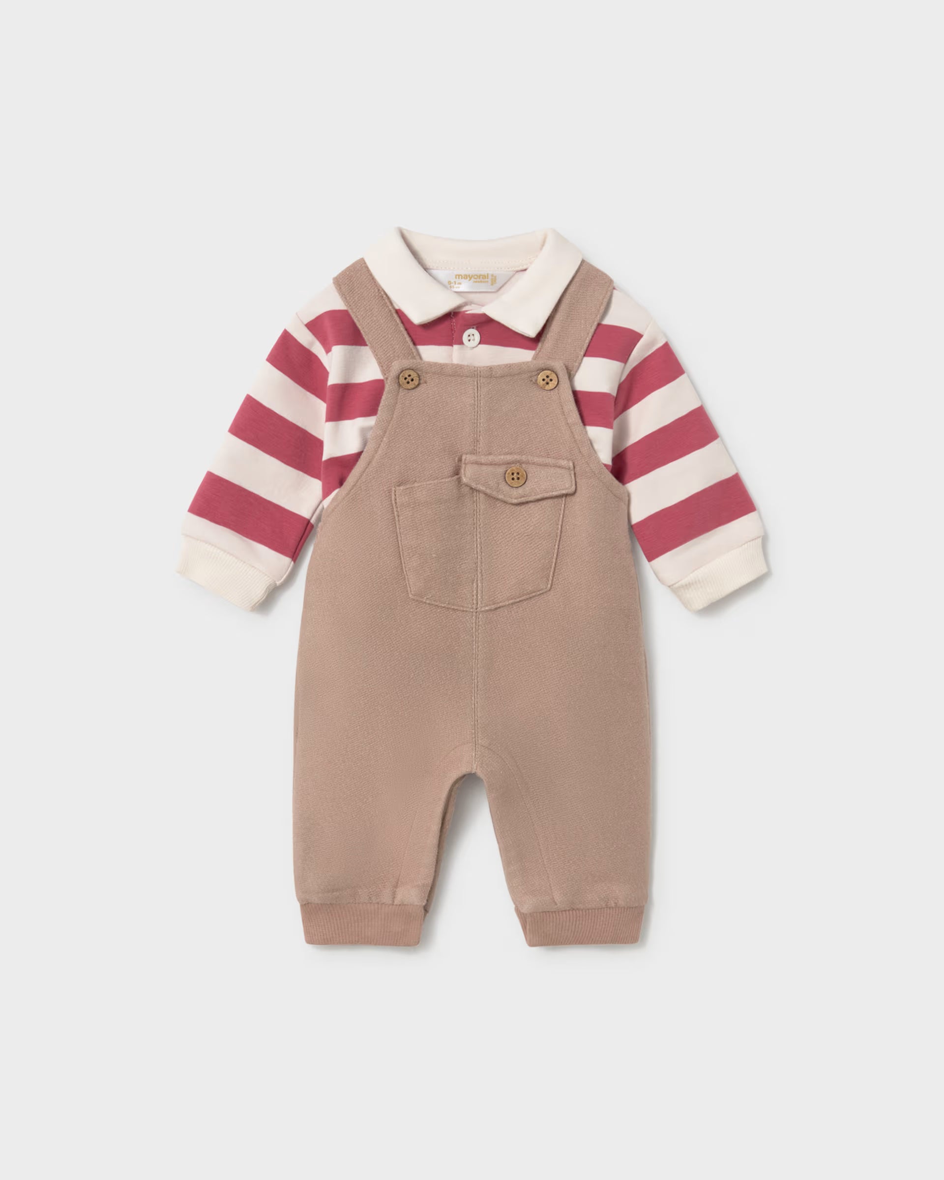 Mayoral baby boys stripe polo shirt and dungaree set