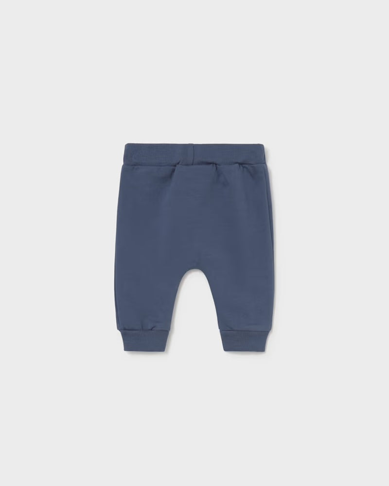 Mayoral newborn baby boys navy joggers with drawstring waist and cuffed ankles