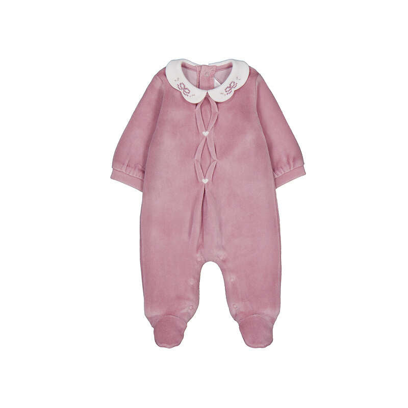Mayoral newborn baby girls pink velour occasion babygrow
