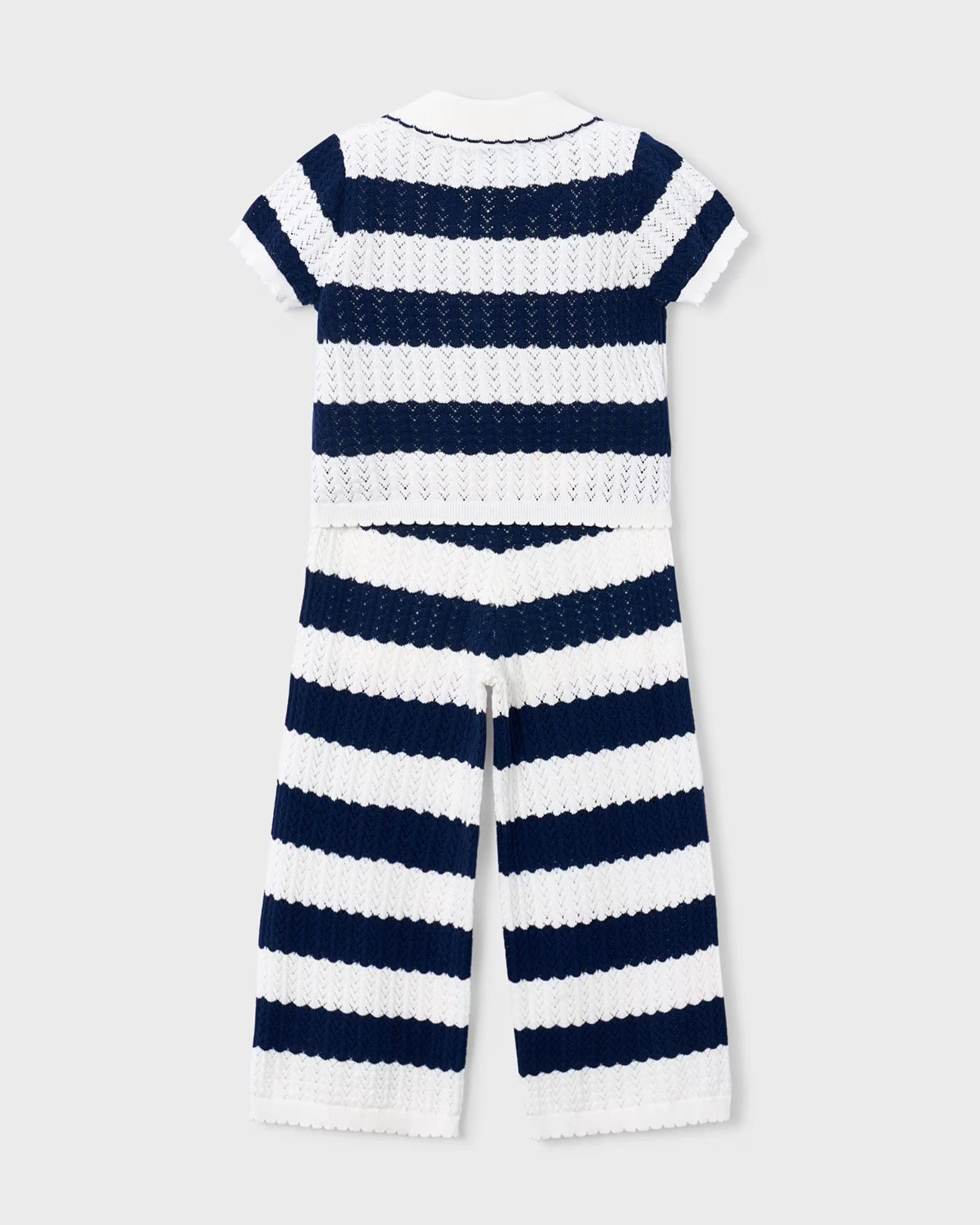 Mayoral girls wide leg knitted trousers stripe detail