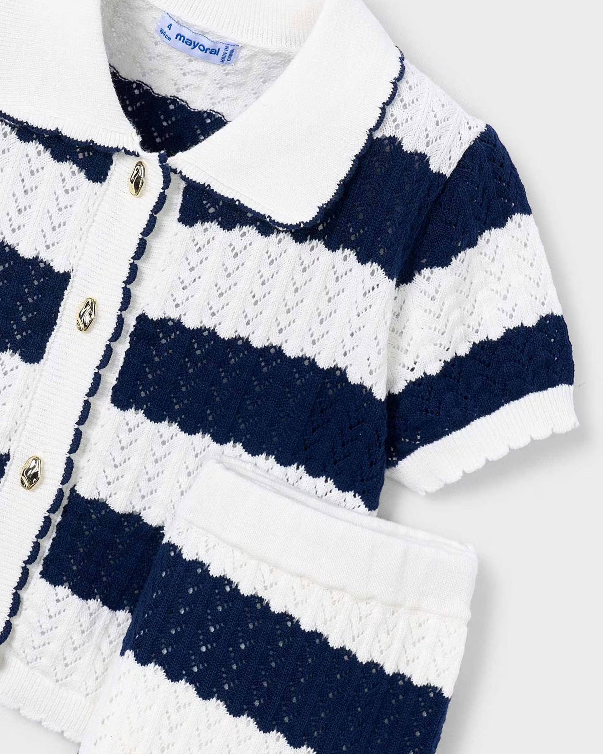 Mayoral girls knit top collar detail stripe pattern