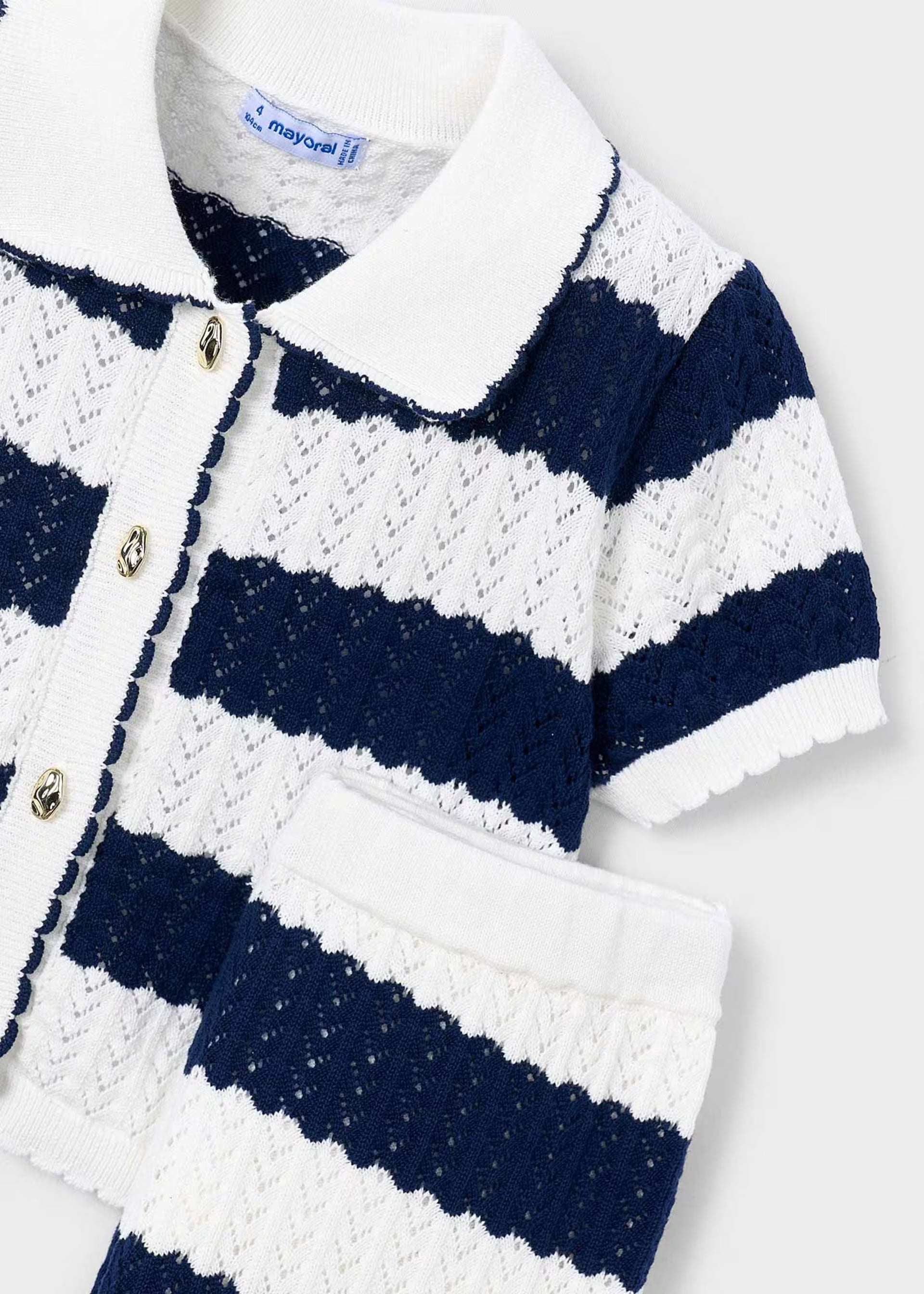 Mayoral girls knit top collar detail stripe pattern