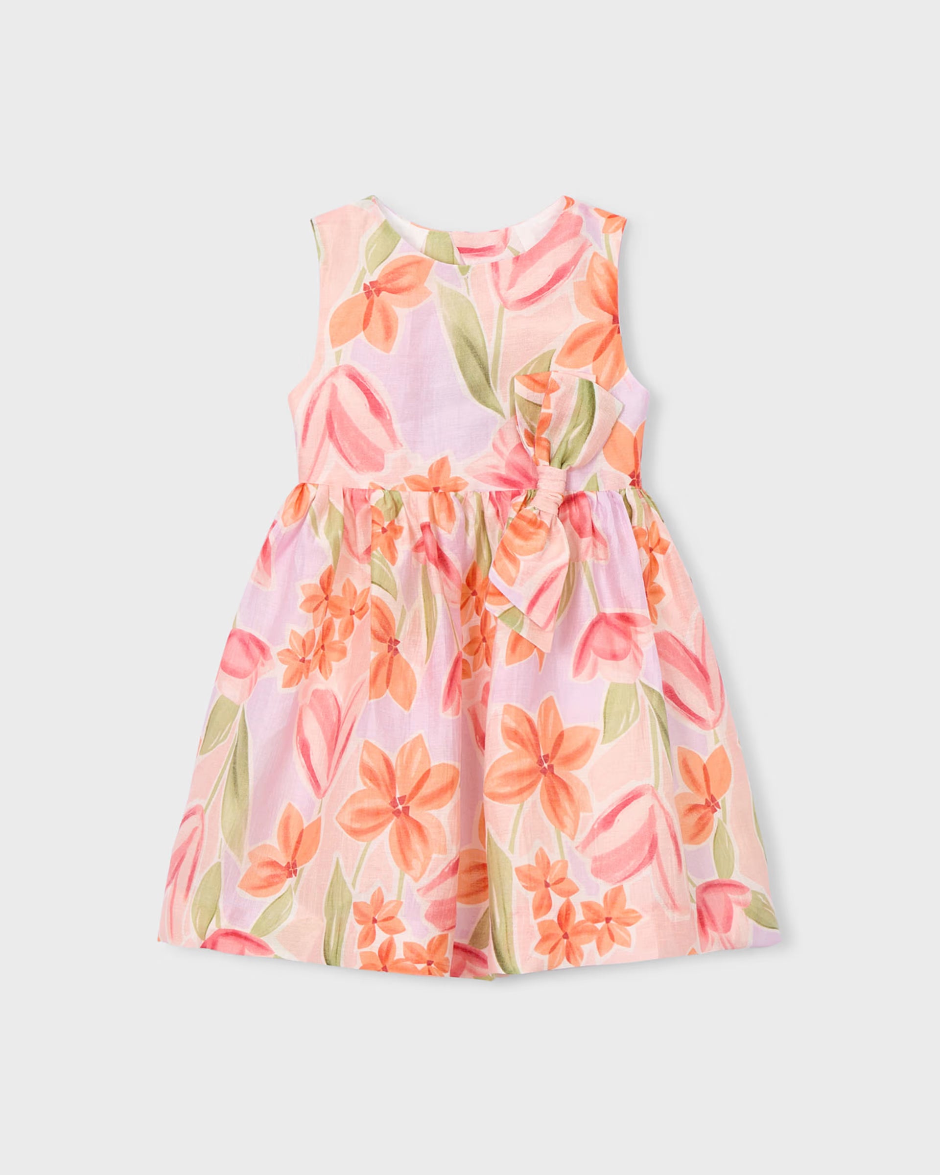 Mayoral girls floral dress pink coral front view