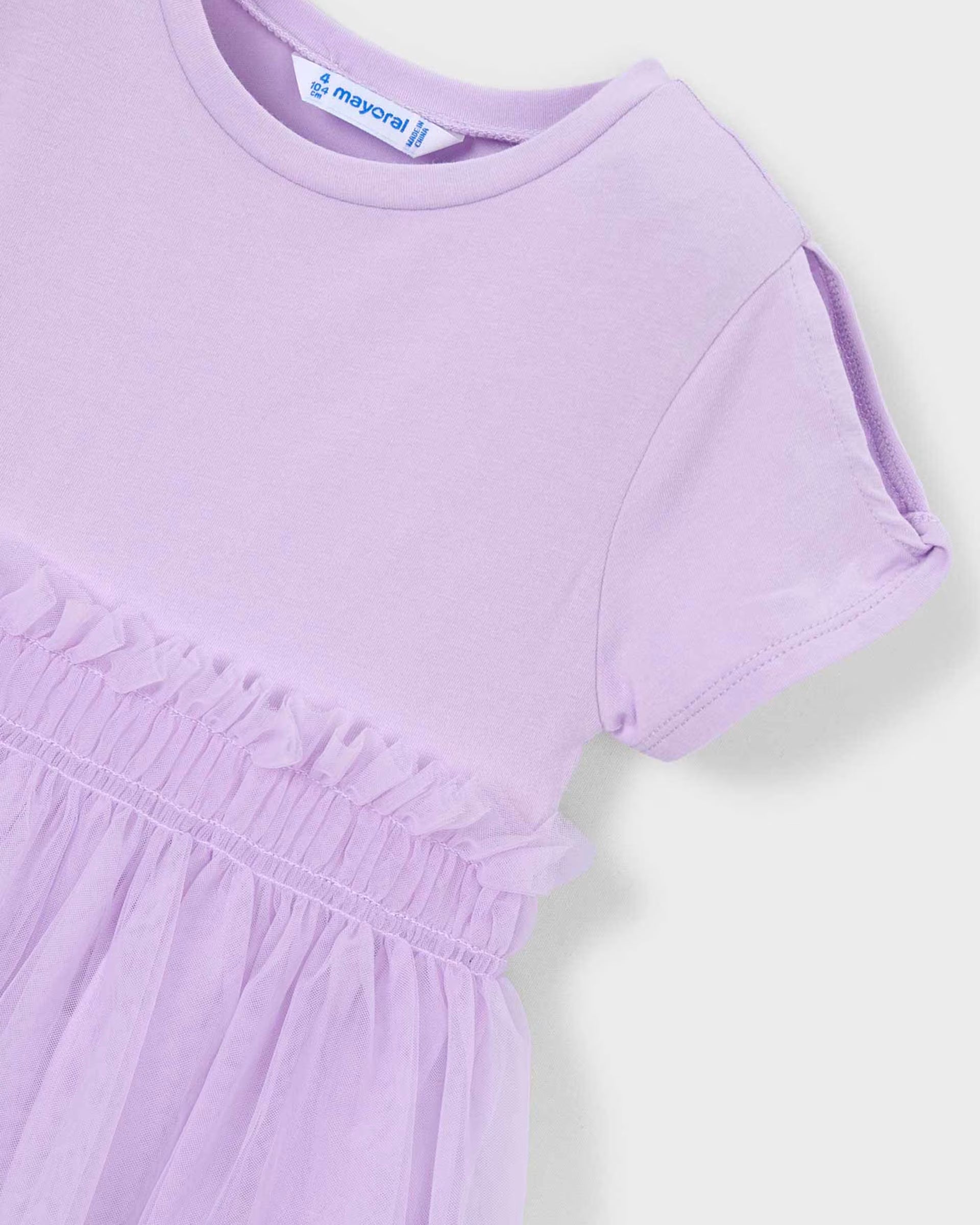 Mayoral lilac girls occasion dress close up