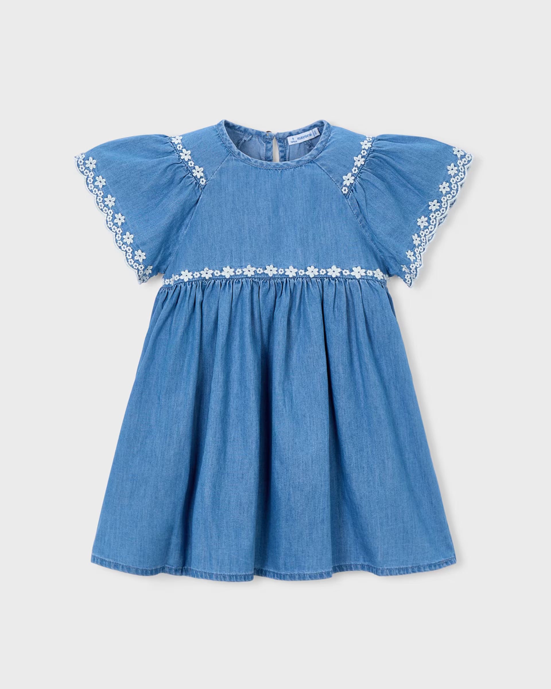 Mayoral girls denim dress blue front view