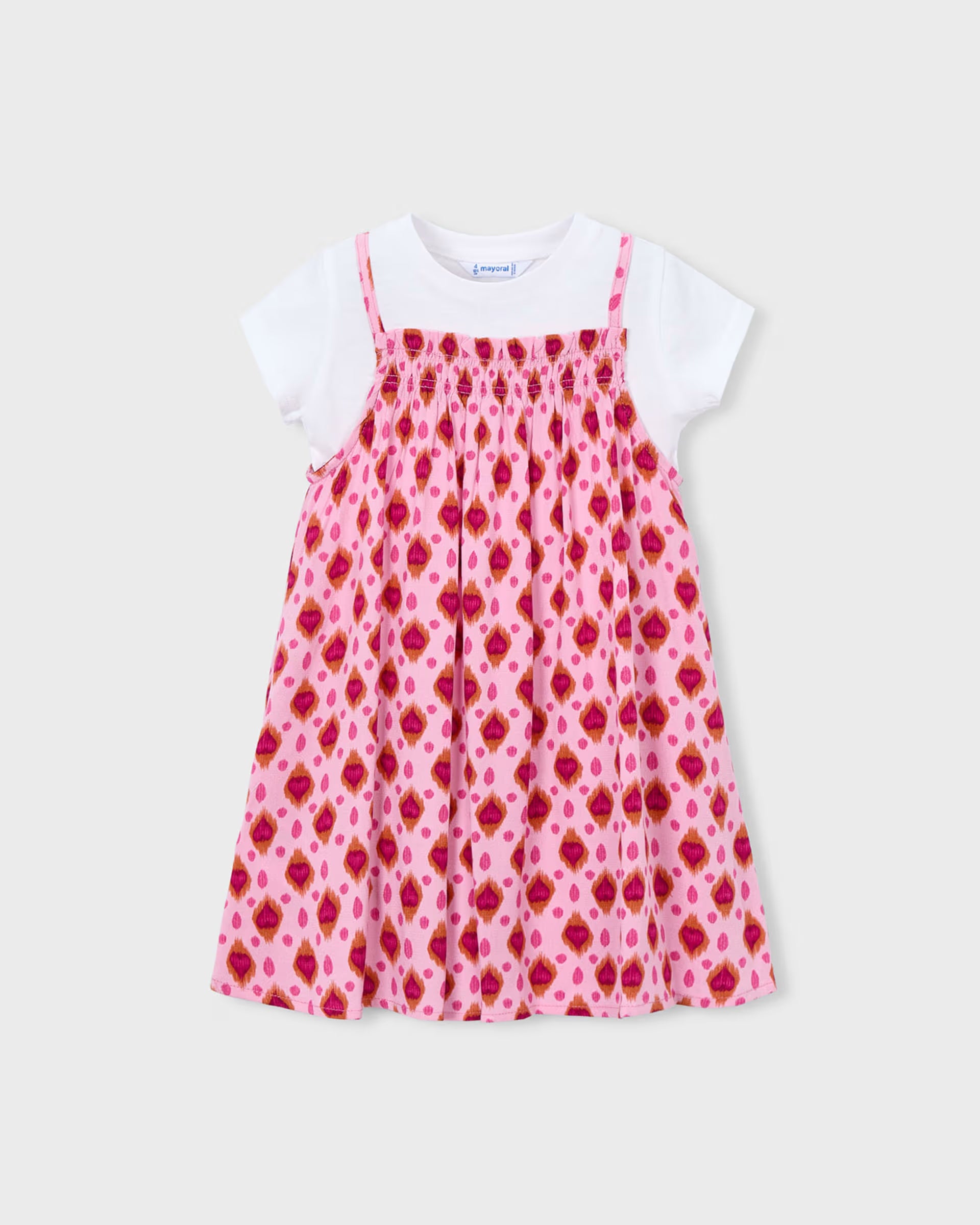 Mayoral girls layered pink dress cotton detail