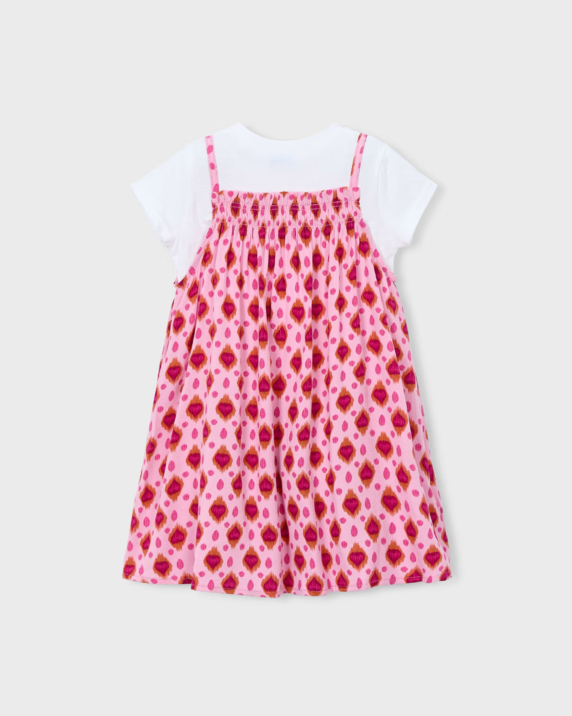 Mayoral girls pink heart print dress layered style front