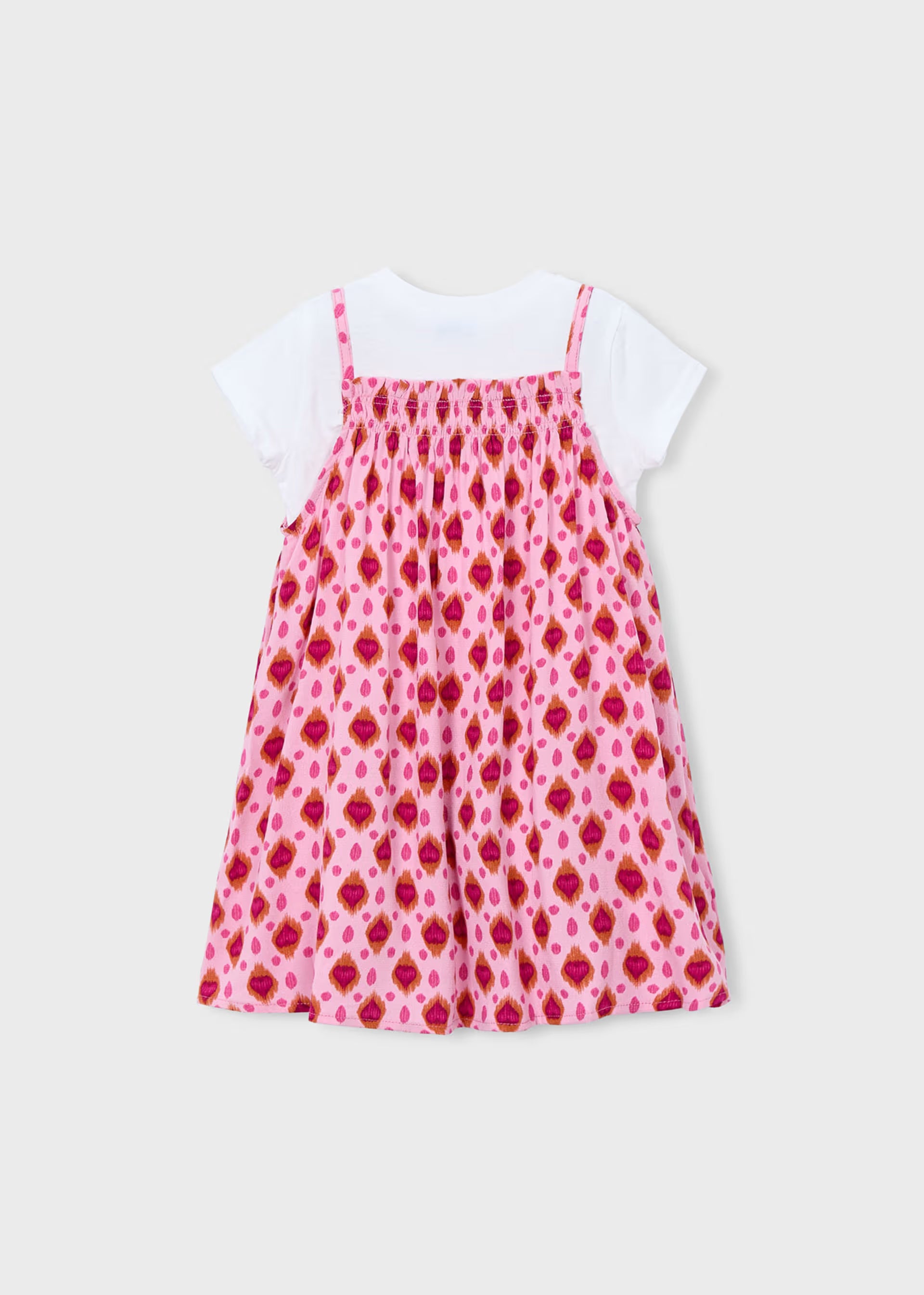 Mayoral girls pink heart print dress layered style front