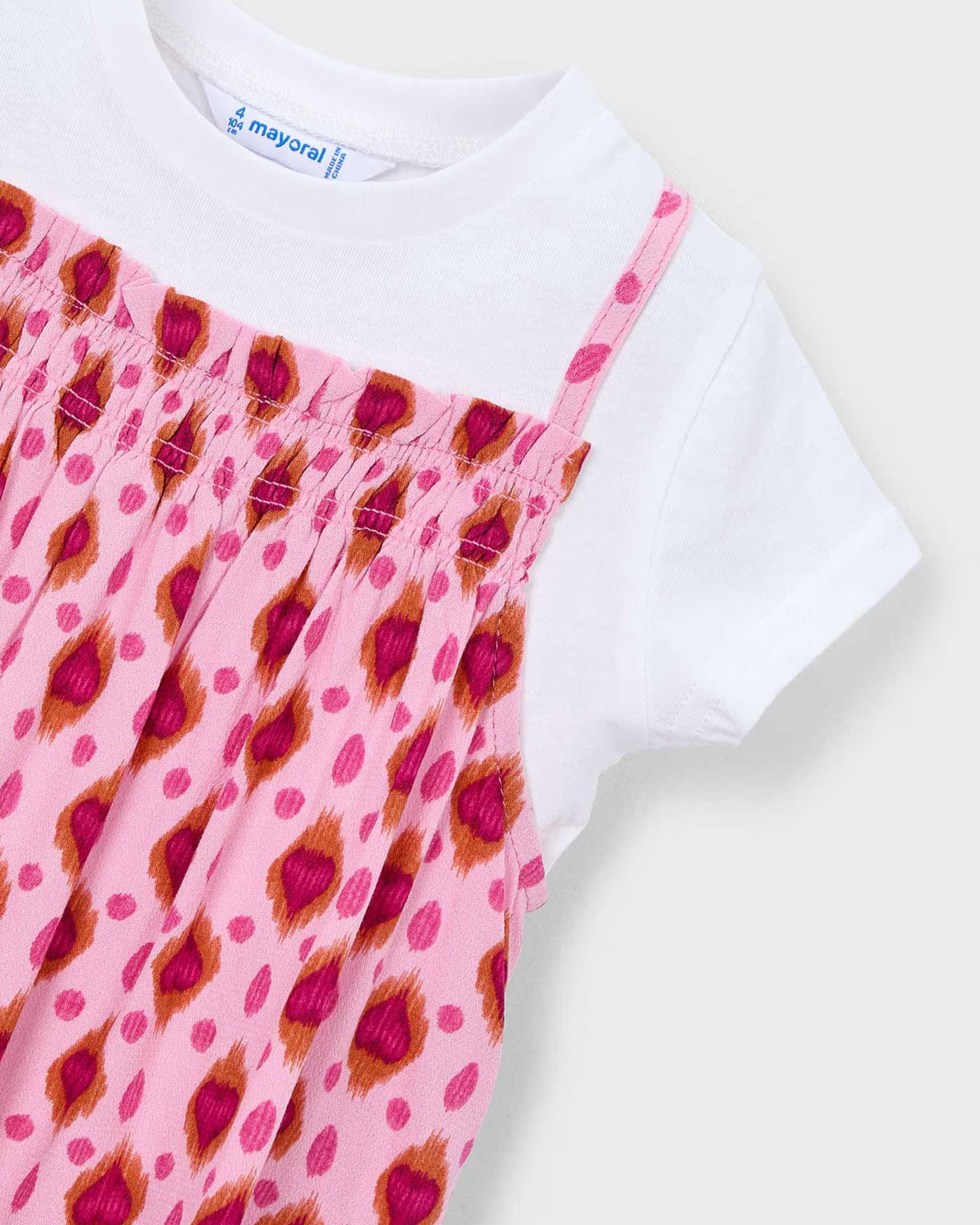 Mayoral girls casual occasion dress heart print with t-shirt close up