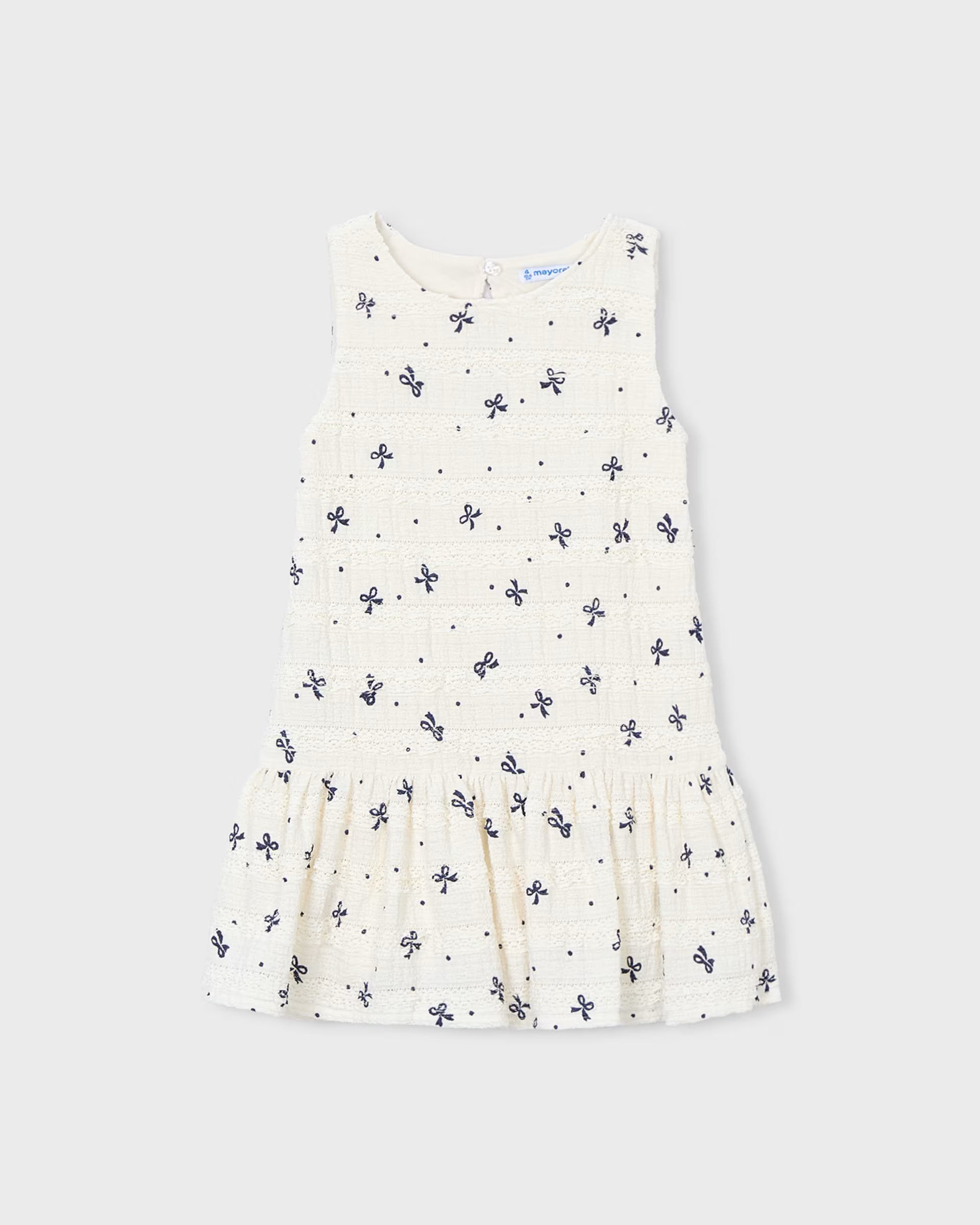 Mayoral girls bow print dress textured fabric detail