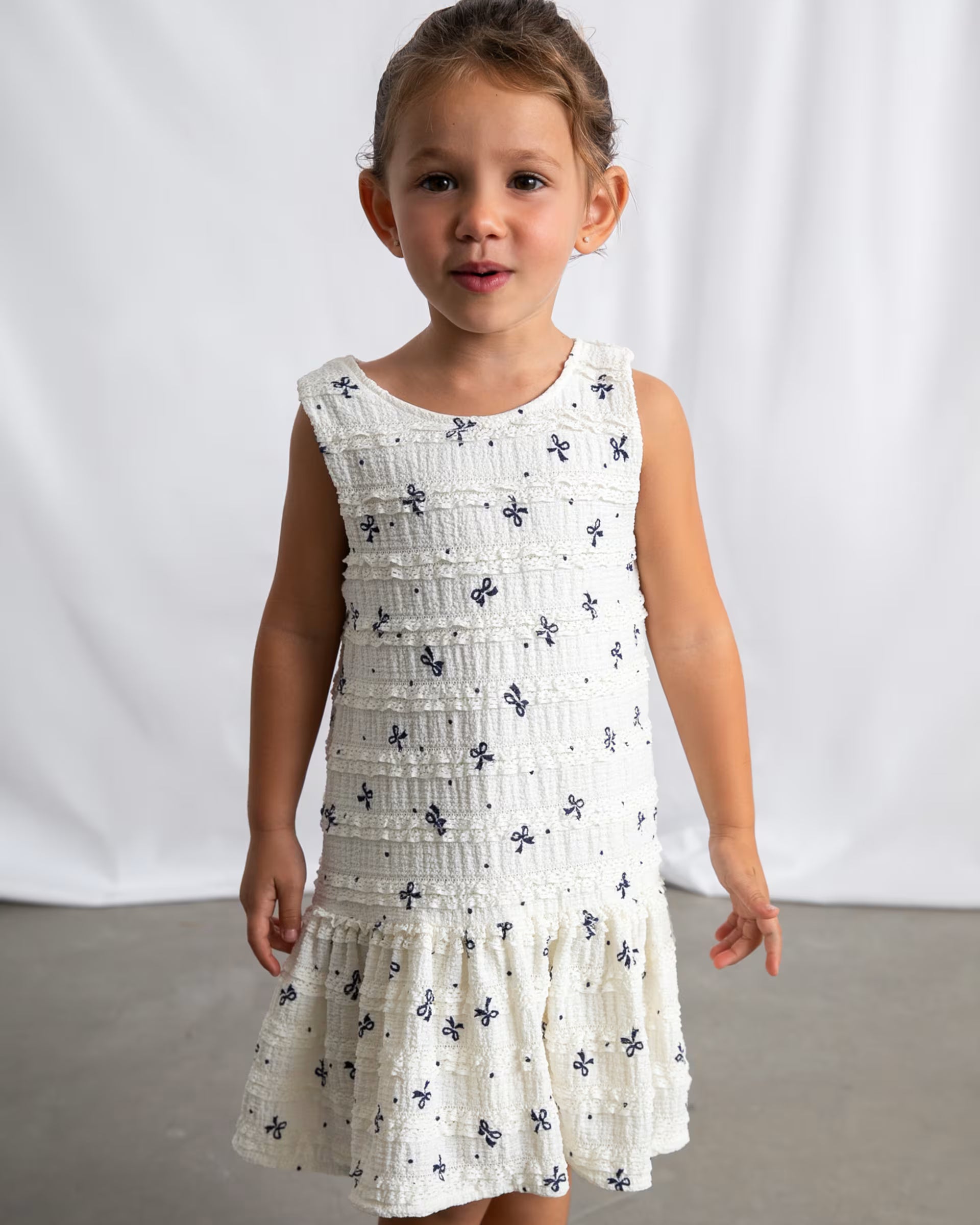 Mayoral girls cream dress bow print knitted dress