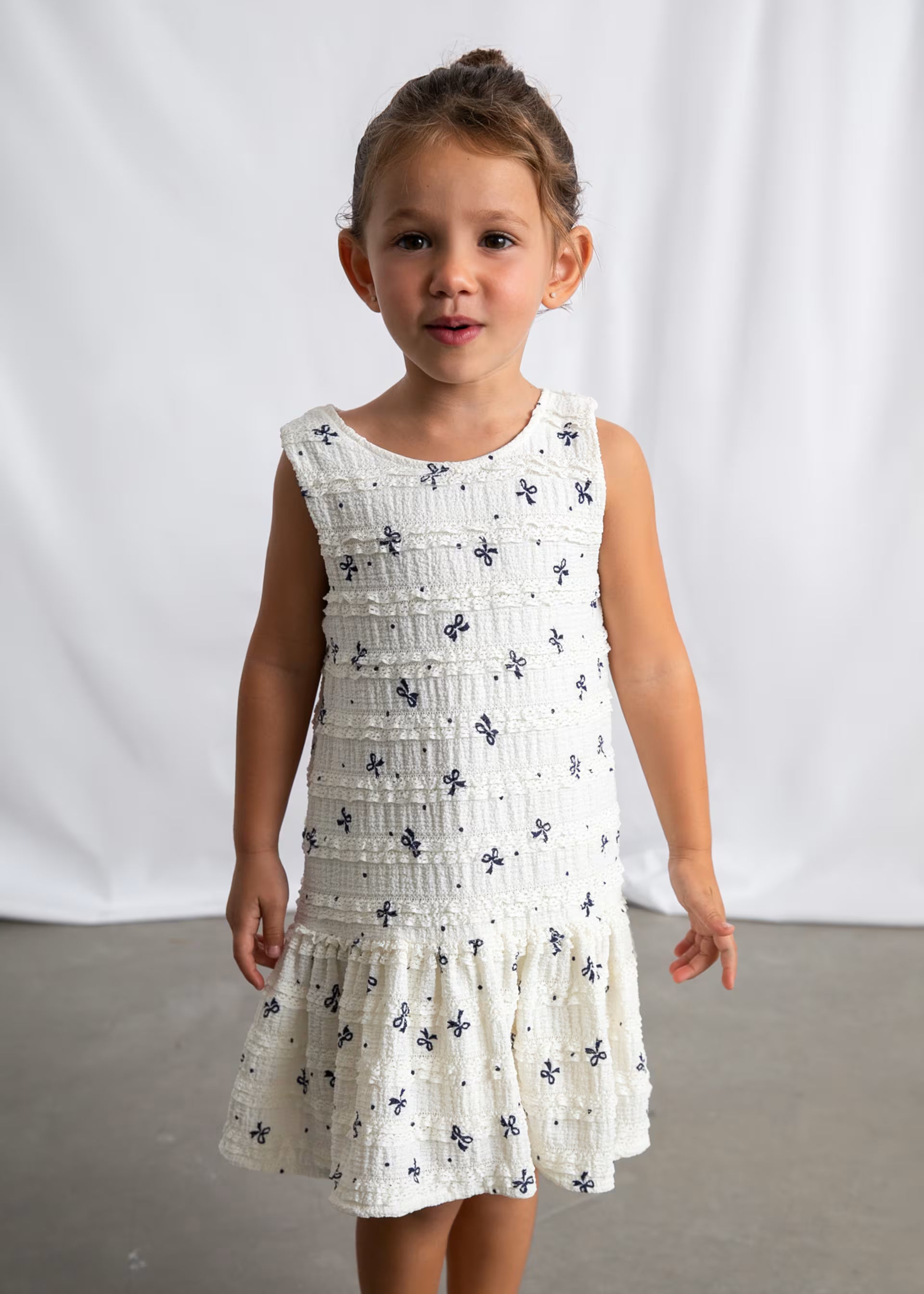 Mayoral girls cream dress bow print knitted dress