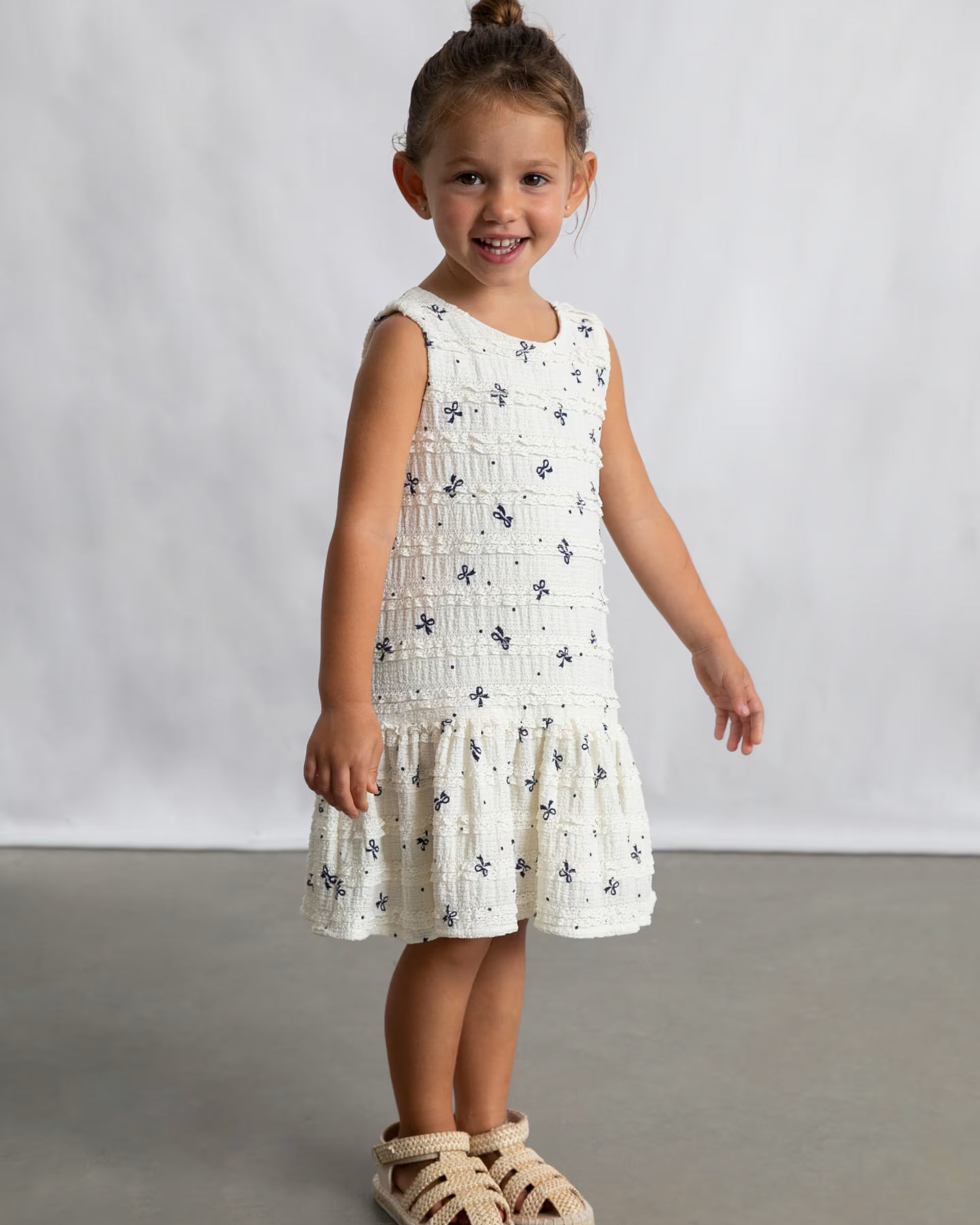 Mayoral girls sleeveless cream dress front view