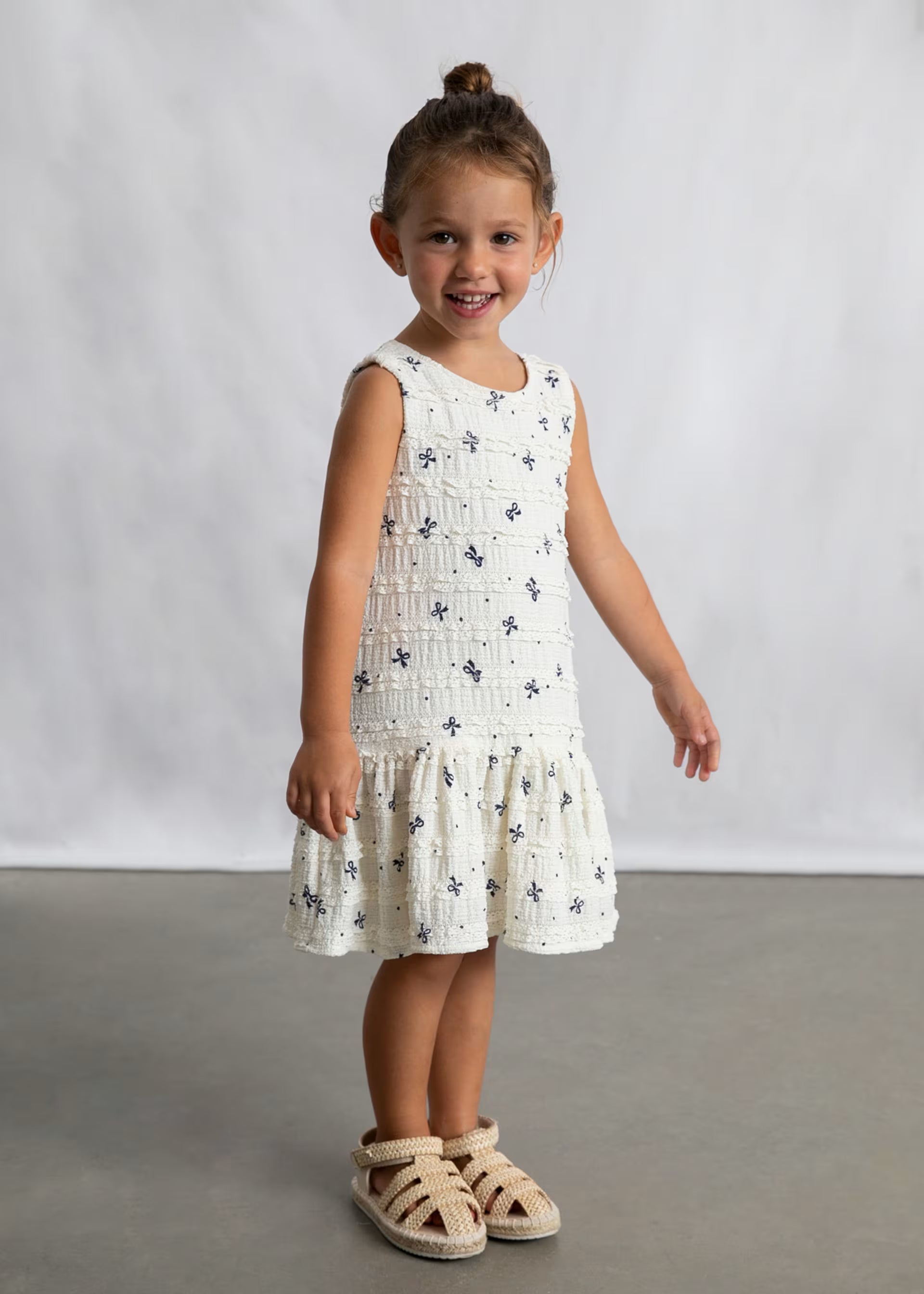 Mayoral girls sleeveless cream dress front view