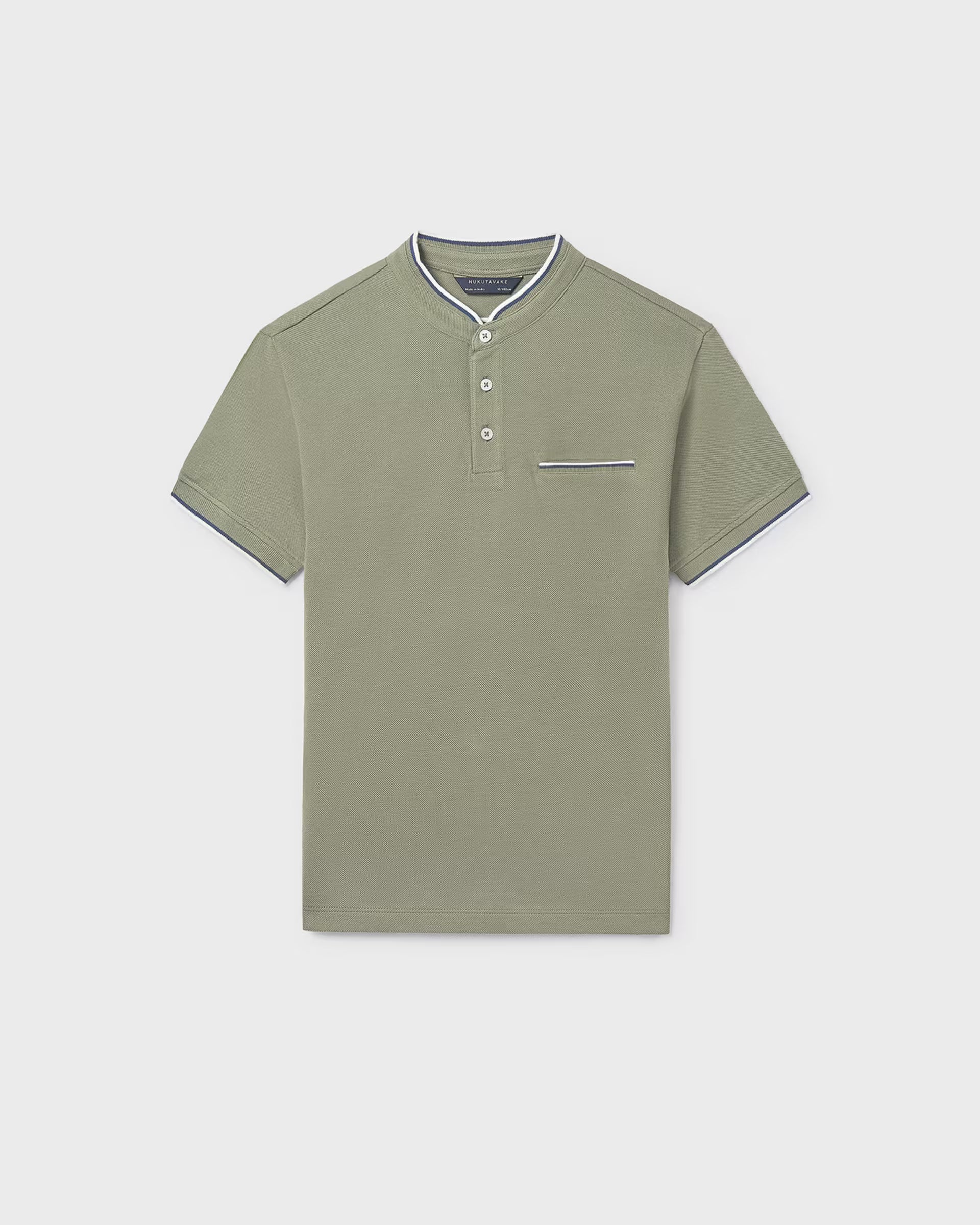 Mayoral boys green mandarin collar polo shirt front