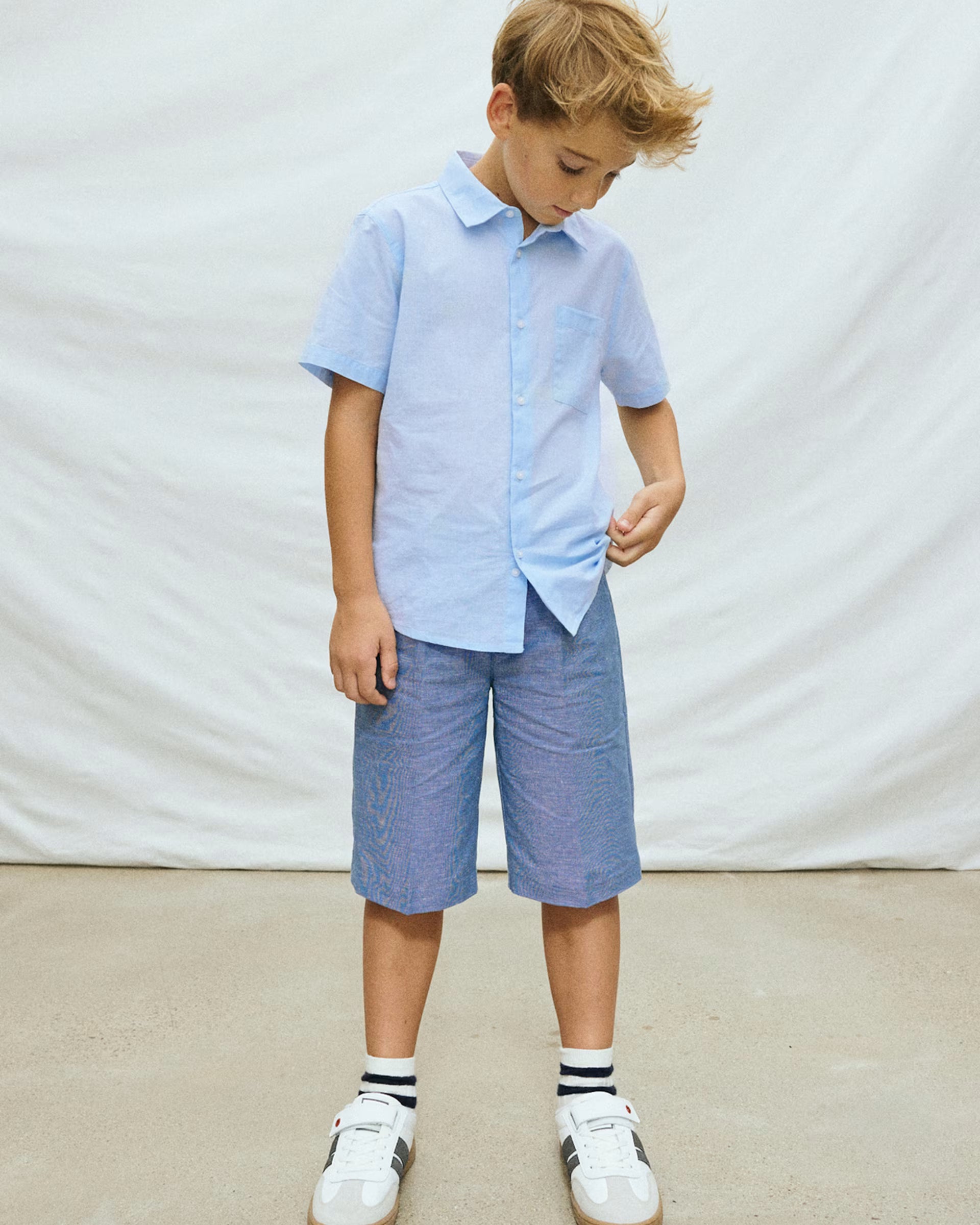 Mayoral boys smart summer shirt occasion outfit in blue