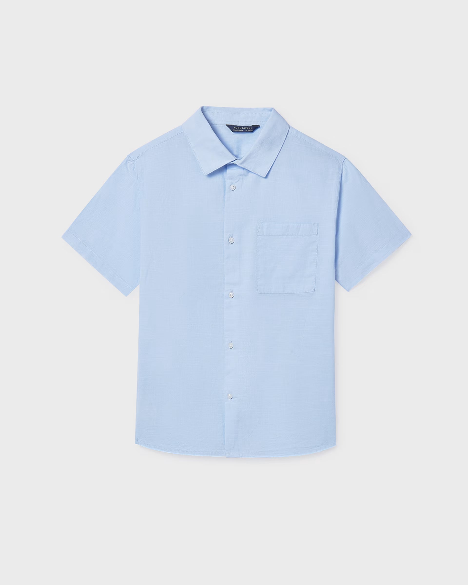 Mayoral boys light blue short sleeve shirt front
